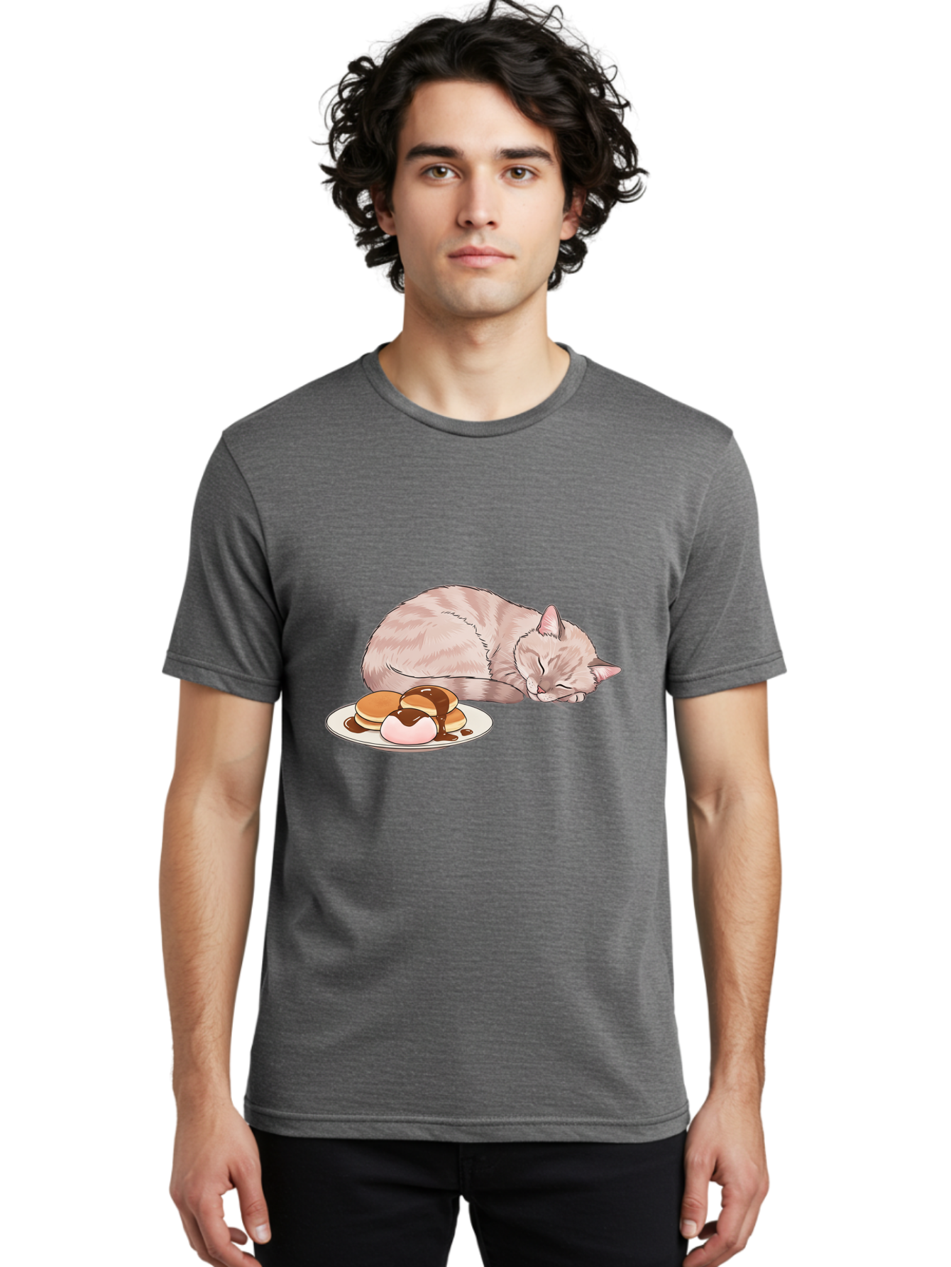 Cat-Sleeping-Near-Pancakes Men'S Graphic Tee, 100% Cotton, Comfortable Casual Summer Wear, Machine Washable, Vintage Camera, Old Camera, Antique Camera, Black Camera, Classic Photography, Photography Equipment, Nostalgic Device, Film Camera, Bak217