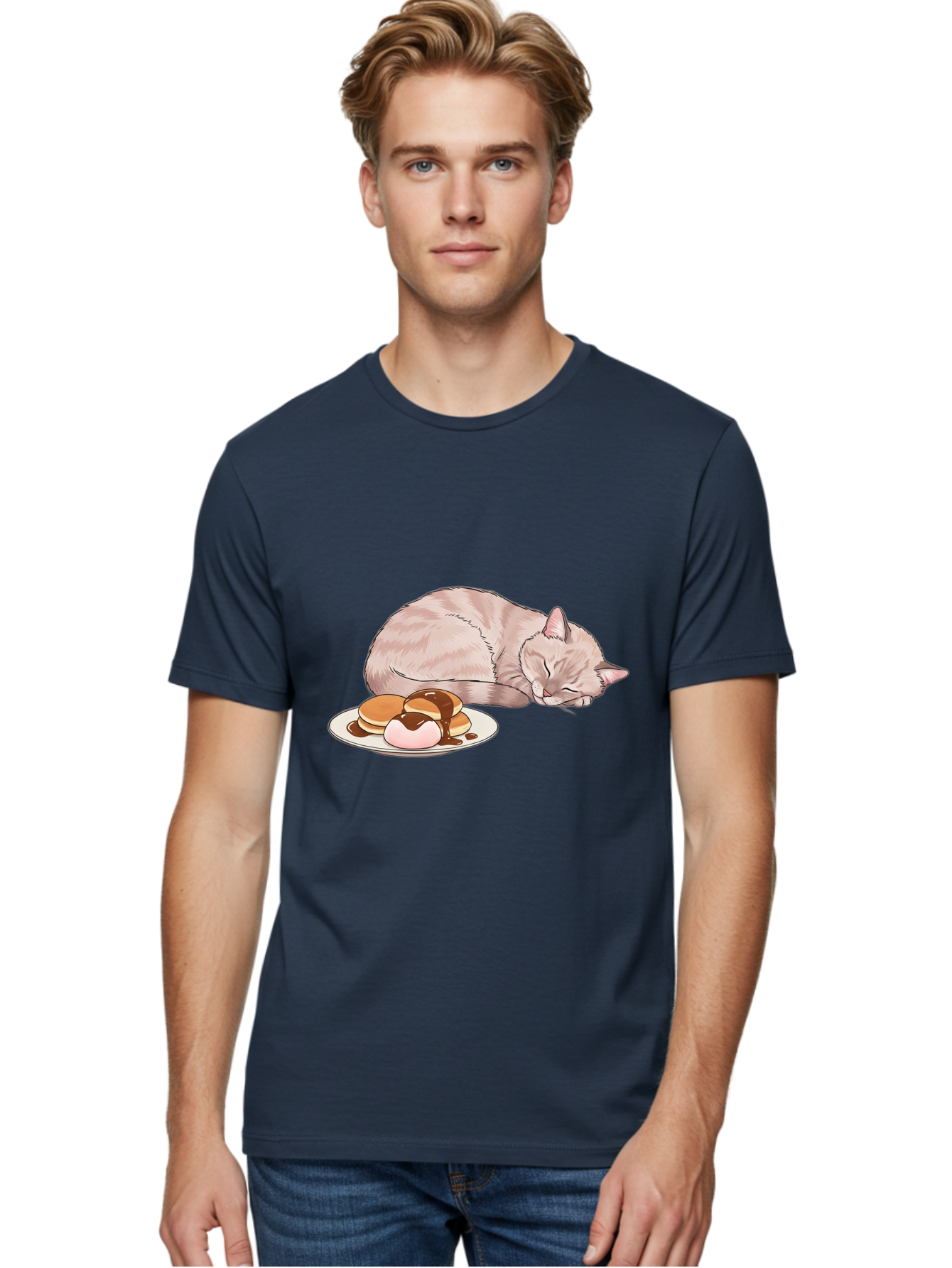 Cat-Sleeping-Near-Pancakes Men'S Graphic Tee, 100% Cotton, Comfortable Casual Summer Wear, Machine Washable, Vintage Camera, Old Camera, Antique Camera, Black Camera, Classic Photography, Photography Equipment, Nostalgic Device, Film Camera, Bak217