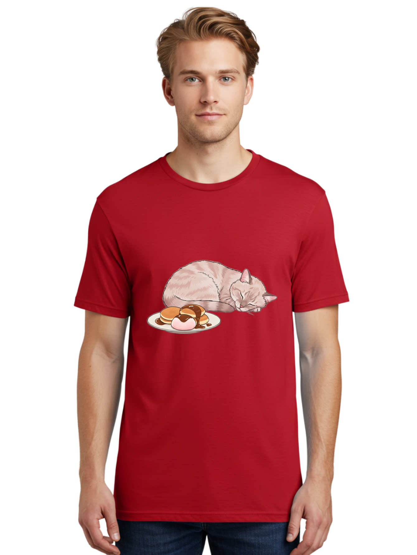 Cat-Sleeping-Near-Pancakes Men'S Graphic Tee, 100% Cotton, Comfortable Casual Summer Wear, Machine Washable, Vintage Camera, Old Camera, Antique Camera, Black Camera, Classic Photography, Photography Equipment, Nostalgic Device, Film Camera, Bak217
