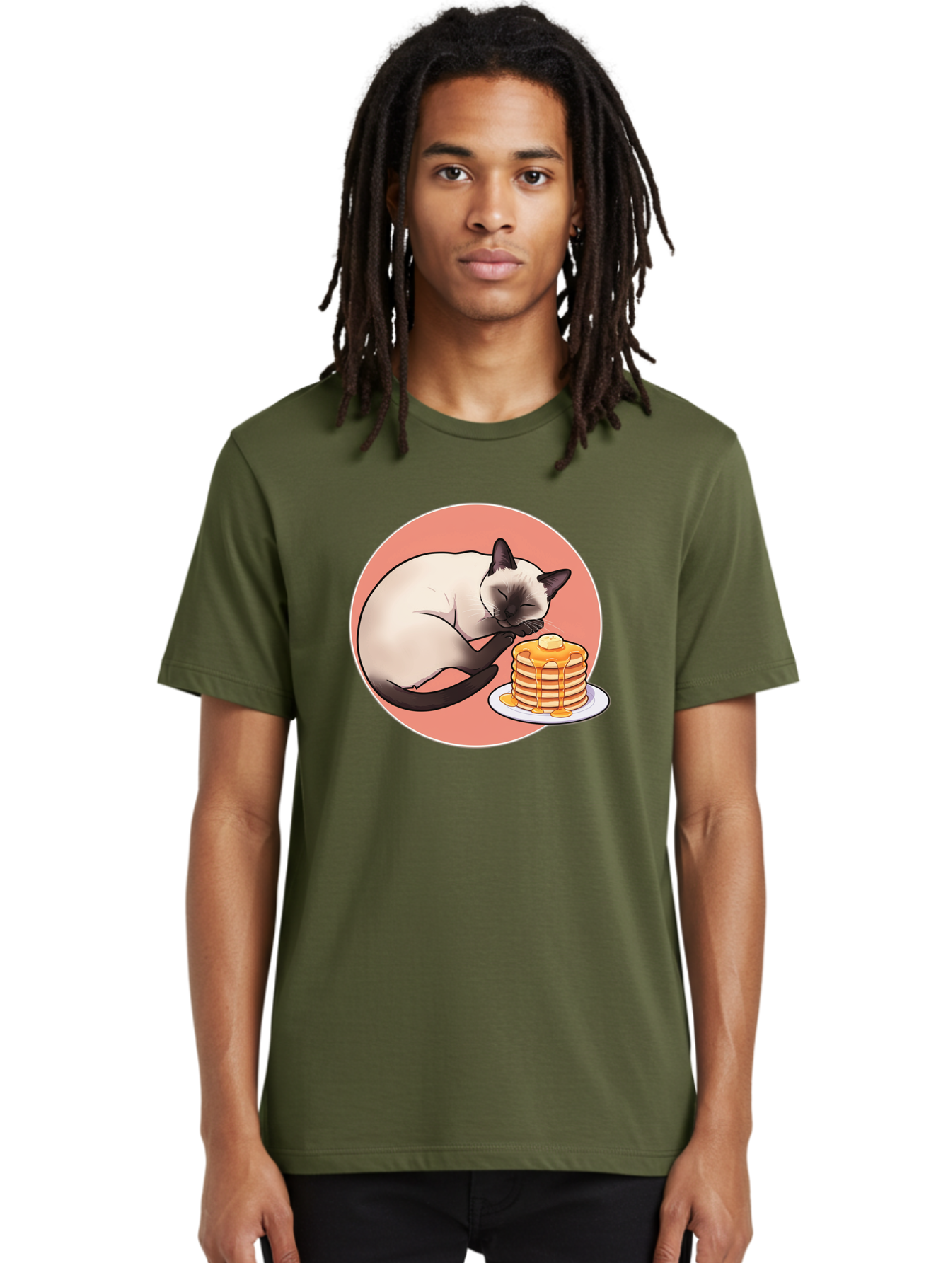 Cat-Sleeping-Next-To-Pancakes Men'S Graphic Tee, 100% Cotton, Comfortable Casual Summer Wear, Machine Washable, Vintage Camera, Old Camera, Antique Camera, Black Camera, Classic Photography, Photography Equipment, Nostalgic Device, Bak219