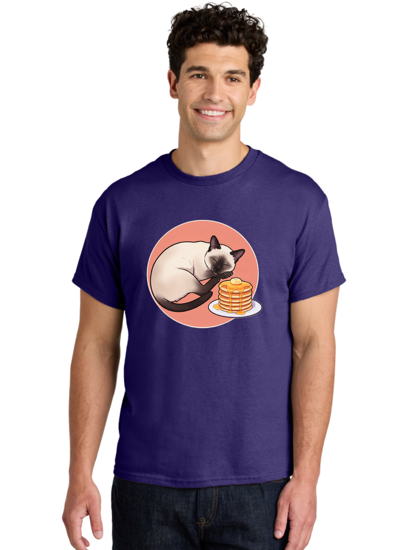 Cat-Sleeping-Next-To-Pancakes Men'S Graphic Tee, 100% Cotton, Comfortable Casual Summer Wear, Machine Washable, Vintage Camera, Old Camera, Antique Camera, Black Camera, Classic Photography, Photography Equipment, Nostalgic Device, Bak219