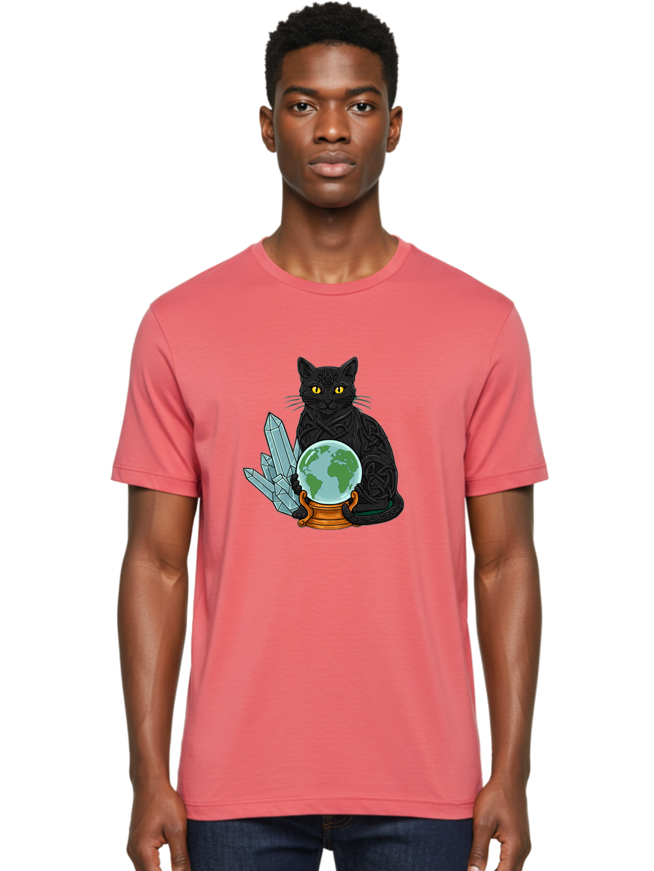 Celtic-Cat-With-Globe Men'S Graphic Tee, 100% Cotton, Comfortable Casual Summer Wear, Machine Washable, Vintage Camera, Old Camera, Antique Camera, Black Camera, Classic Photography, Photography Equipment, Nostalgic Device, Film Camera, Bak225