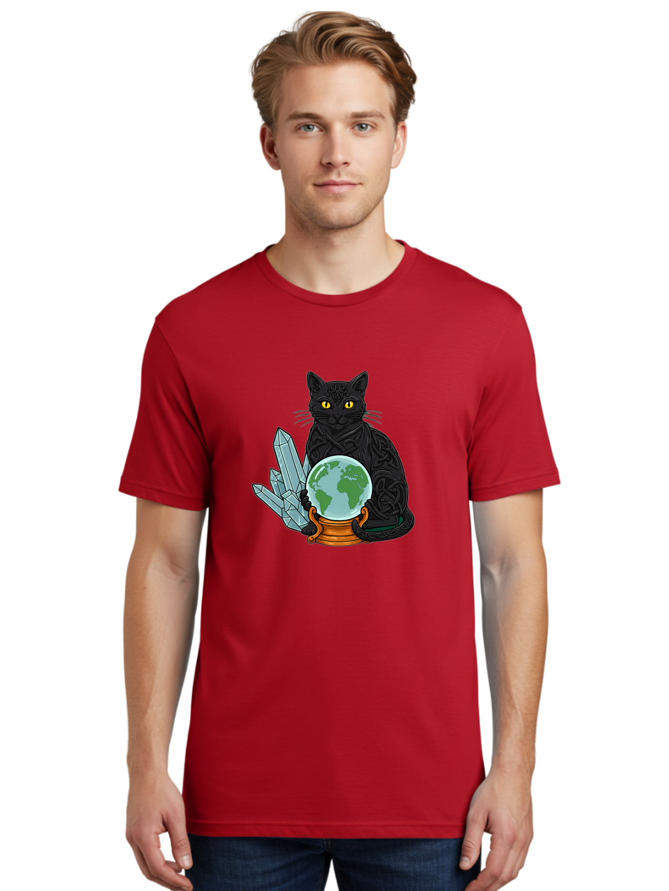 Celtic-Cat-With-Globe Men'S Graphic Tee, 100% Cotton, Comfortable Casual Summer Wear, Machine Washable, Vintage Camera, Old Camera, Antique Camera, Black Camera, Classic Photography, Photography Equipment, Nostalgic Device, Film Camera, Bak225