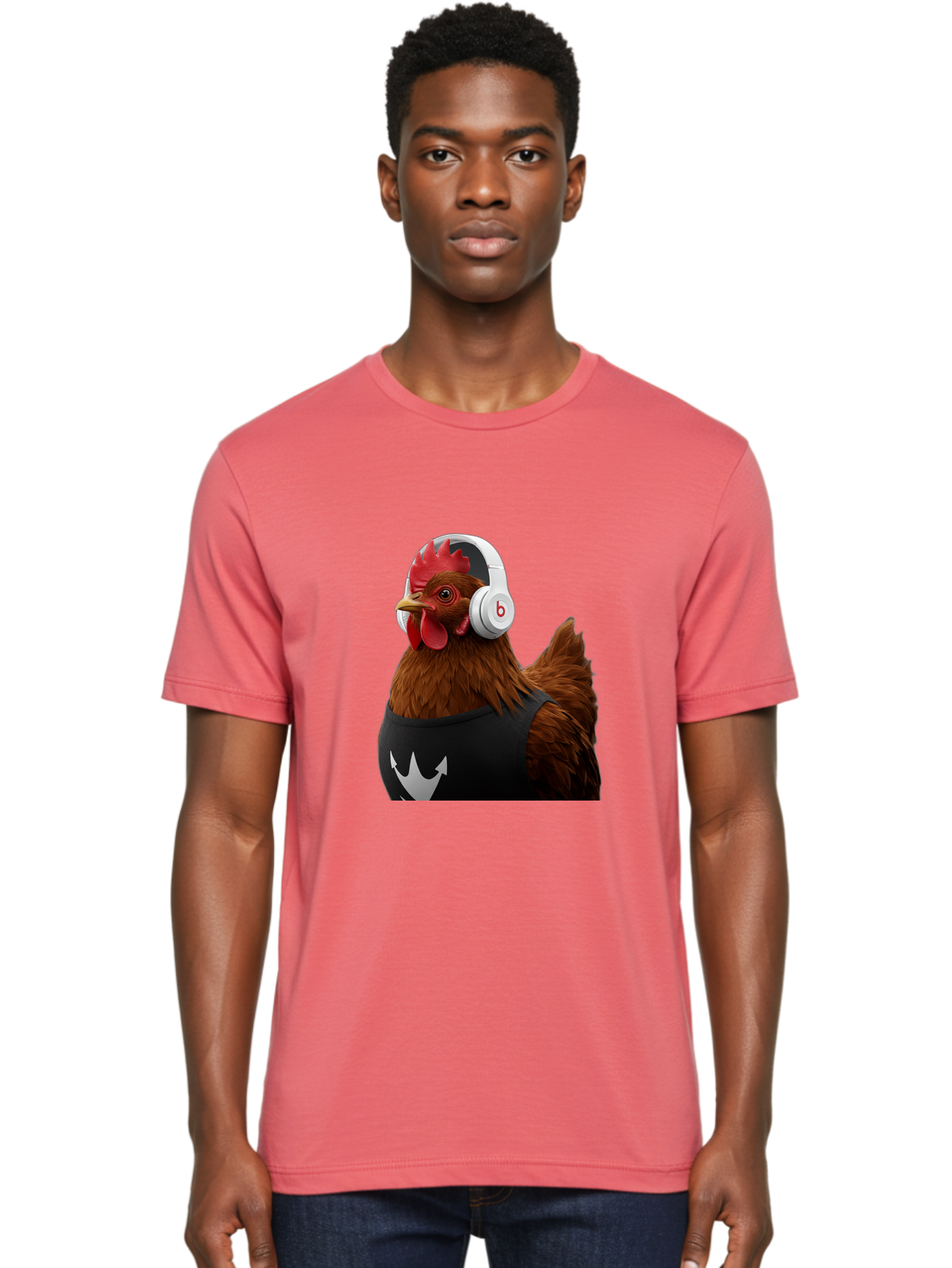 Chicken-With-Beats-Headphones Men'S Graphic Tee, 100% Cotton, Comfortable Casual Summer Wear, Machine Washable, Vintage Camera, Old Camera, Antique Camera, Black Camera, Classic Photography, Photography Equipment, Nostalgic Device, Bak243