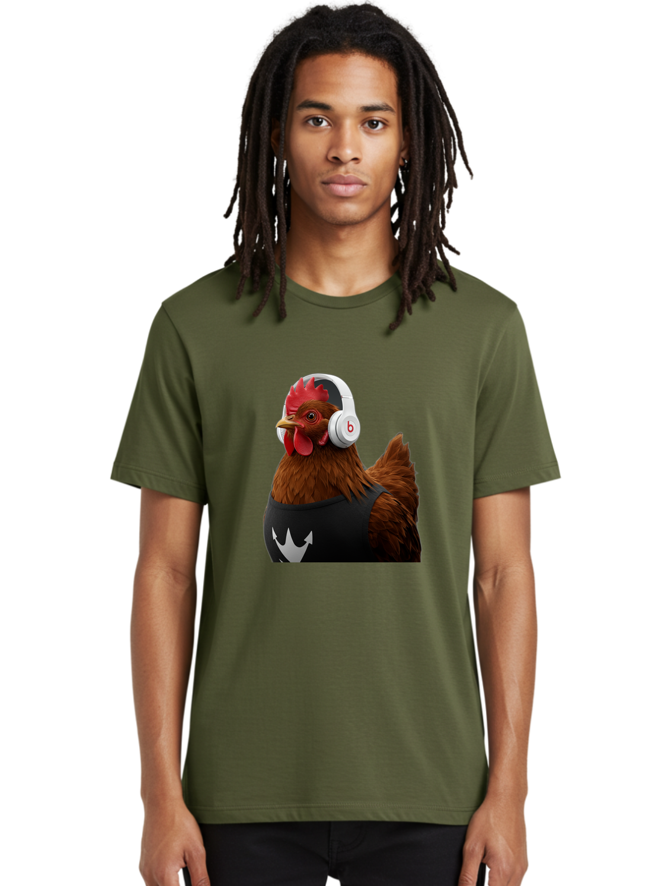 Chicken-With-Beats-Headphones Men'S Graphic Tee, 100% Cotton, Comfortable Casual Summer Wear, Machine Washable, Vintage Camera, Old Camera, Antique Camera, Black Camera, Classic Photography, Photography Equipment, Nostalgic Device, Bak243
