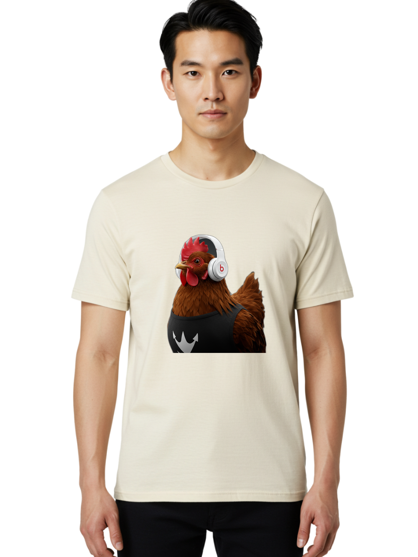 Chicken-With-Beats-Headphones Men'S Graphic Tee, 100% Cotton, Comfortable Casual Summer Wear, Machine Washable, Vintage Camera, Old Camera, Antique Camera, Black Camera, Classic Photography, Photography Equipment, Nostalgic Device, Bak243