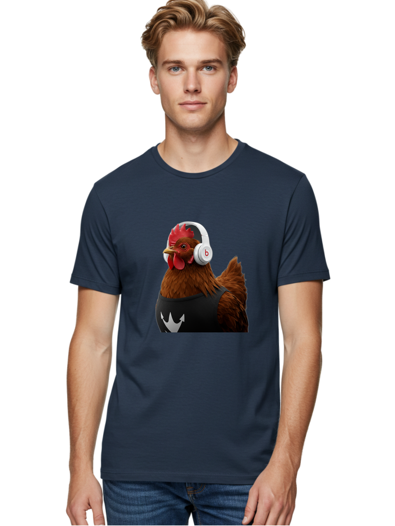 Chicken-With-Beats-Headphones Men'S Graphic Tee, 100% Cotton, Comfortable Casual Summer Wear, Machine Washable, Vintage Camera, Old Camera, Antique Camera, Black Camera, Classic Photography, Photography Equipment, Nostalgic Device, Bak243