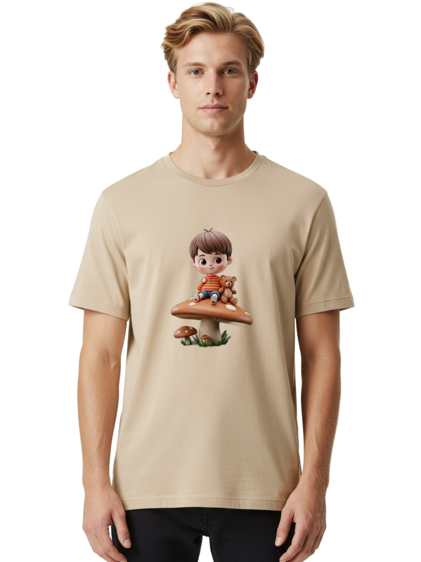 Child-Sitting-On-Mushroom Men'S Graphic Tee, 100% Cotton, Comfortable Casual Summer Wear, Machine Washable, Vintage Camera, Old Camera, Antique Camera, Black Camera, Classic Photography, Photography Equipment, Nostalgic Device, Film Camera, Bak245