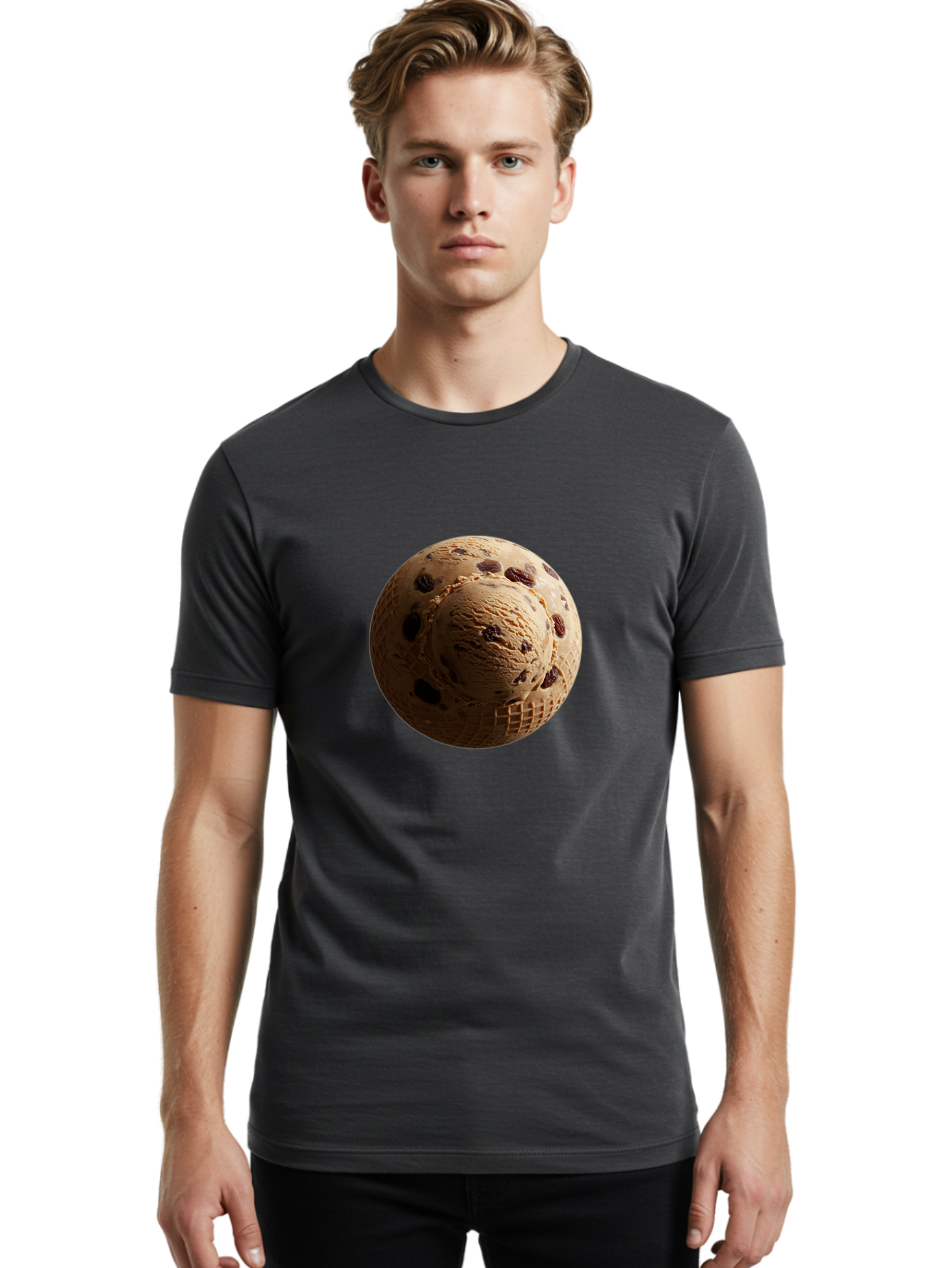 Chocolate-Chip-Ice-Cream-Scoop Men'S Graphic Tee, 100% Cotton, Comfortable Casual Summer Wear, Machine Washable, Vintage Camera, Old Camera, Antique Camera, Black Camera, Classic Photography, Photography Equipment, Nostalgic Device, Bak254