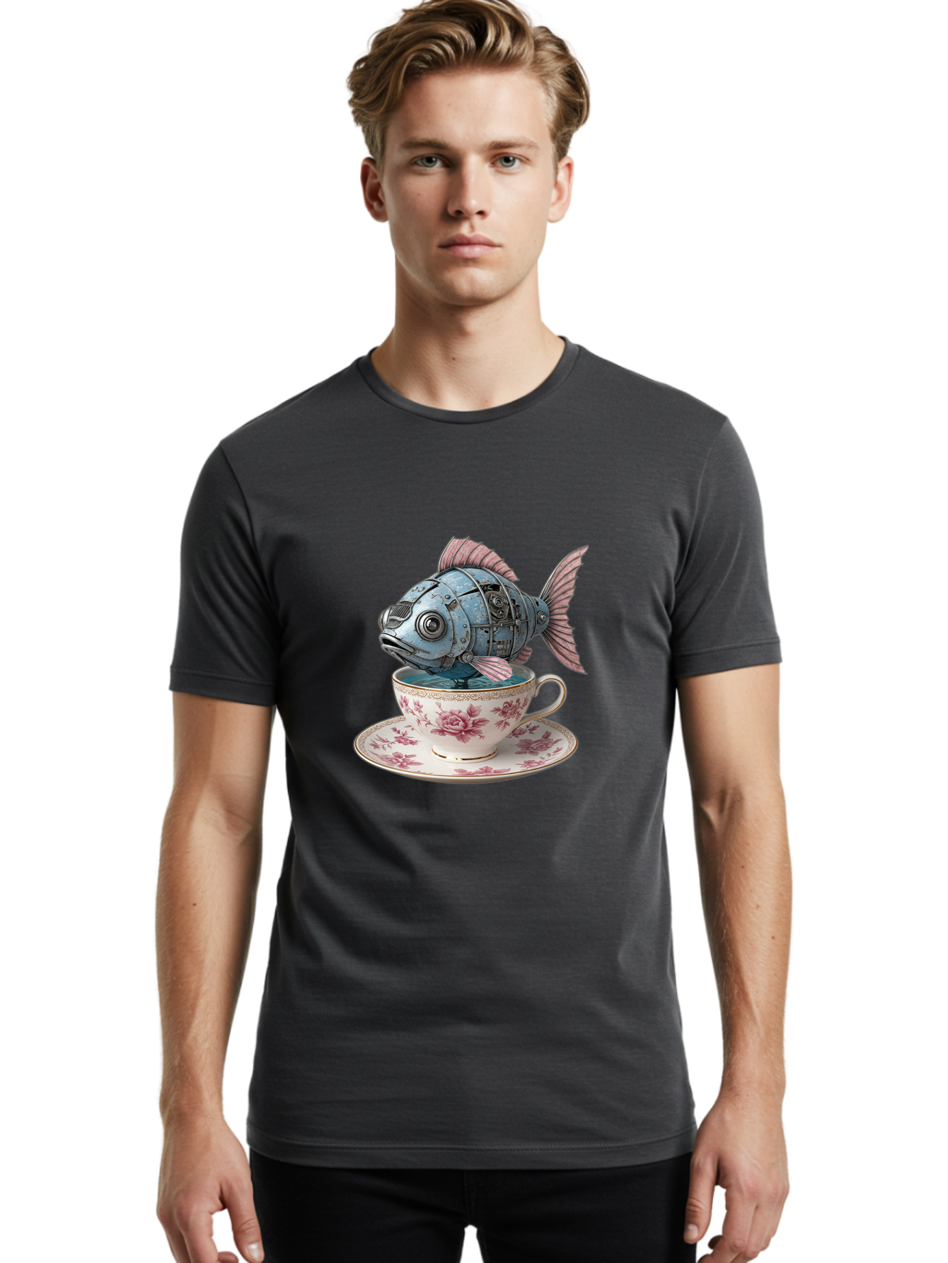 Clockwork-Fish Men'S Graphic Tee, 100% Cotton, Comfortable Casual Summer Wear, Machine Washable, Vintage Camera, Old Camera, Antique Camera, Black Camera, Classic Photography, Photography Equipment, Nostalgic Device, Film Camera, Camera Art Bak263