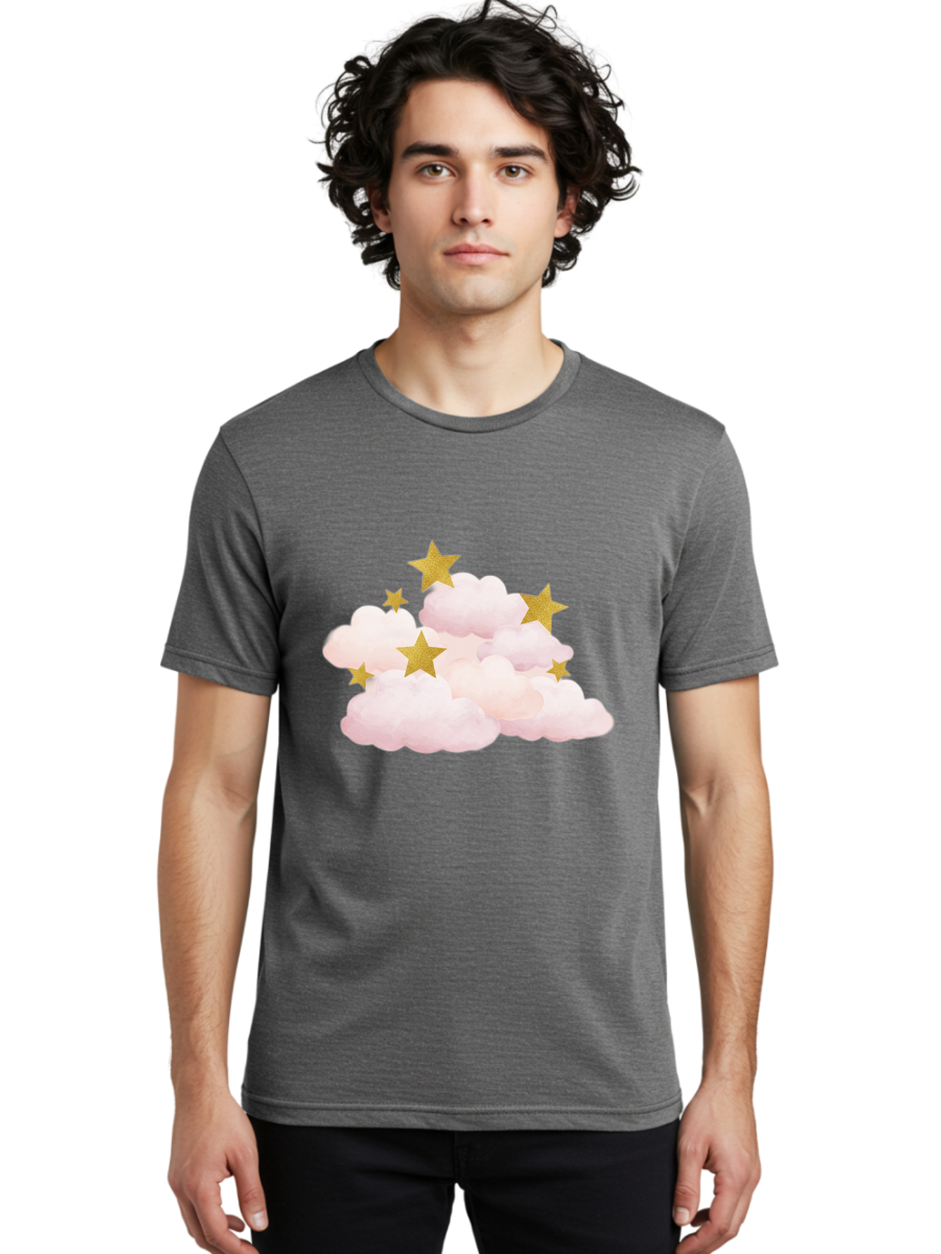 Clouds-With-Stars Men'S Graphic Tee, 100% Cotton, Comfortable Casual Summer Wear, Machine Washable, Vintage Camera, Old Camera, Antique Camera, Black Camera, Classic Photography, Photography Equipment, Nostalgic Device, Film Camera, Camera Art Bak271