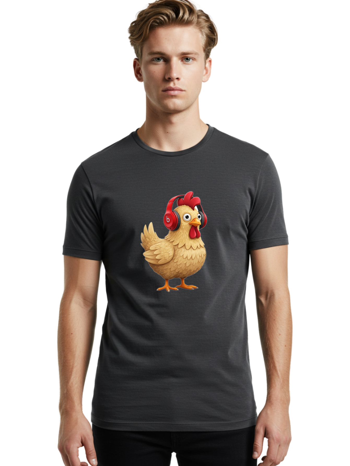 Clucking-Chicken-With-Headphones Men'S Graphic Tee, 100% Cotton, Comfortable Casual Summer Wear, Machine Washable, Vintage Camera, Old Camera, Antique Camera, Black Camera, Classic Photography, Photography Equipment, Nostalgic Device, Bak274