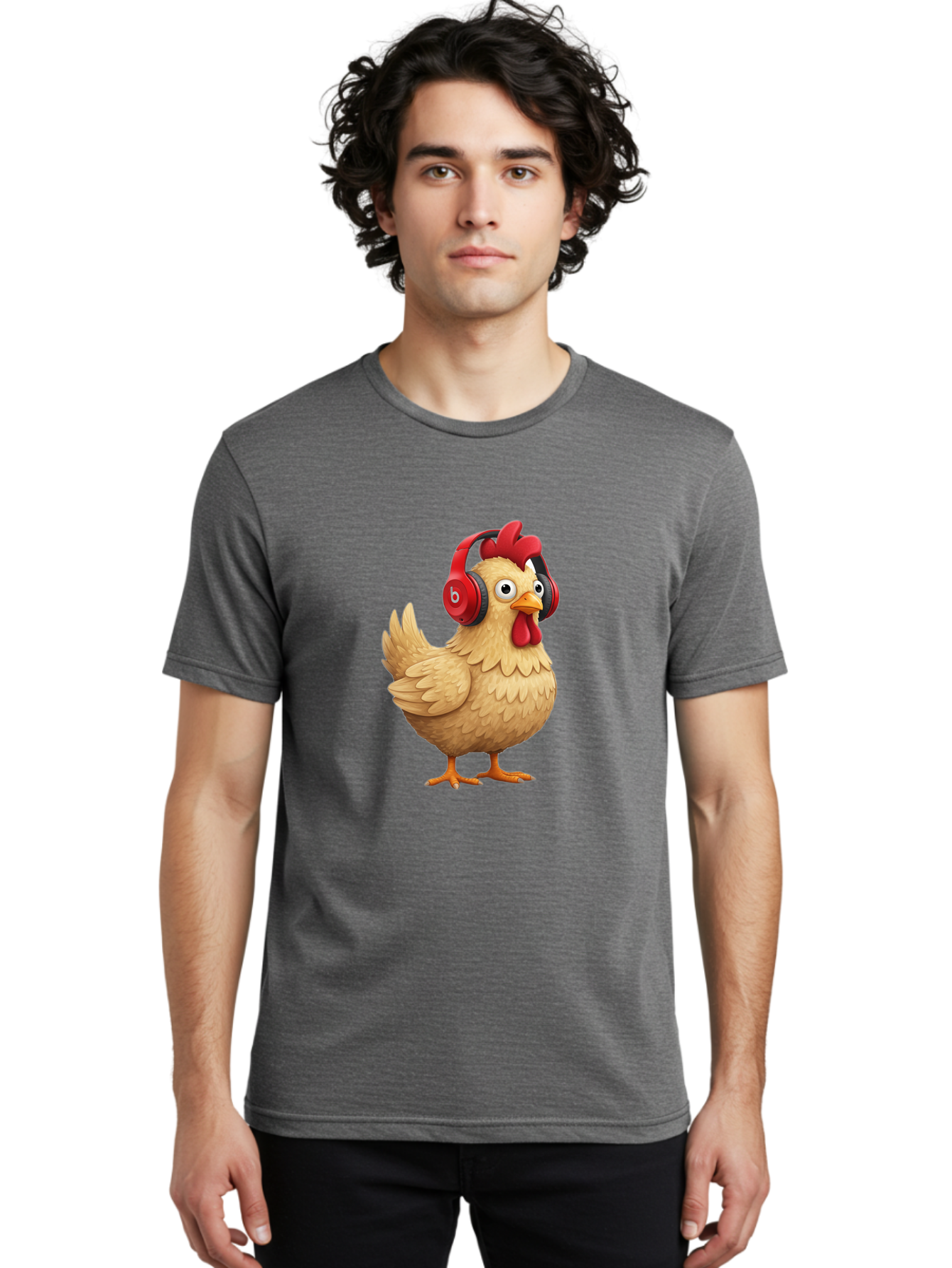 Clucking-Chicken-With-Headphones Men'S Graphic Tee, 100% Cotton, Comfortable Casual Summer Wear, Machine Washable, Vintage Camera, Old Camera, Antique Camera, Black Camera, Classic Photography, Photography Equipment, Nostalgic Device, Bak274