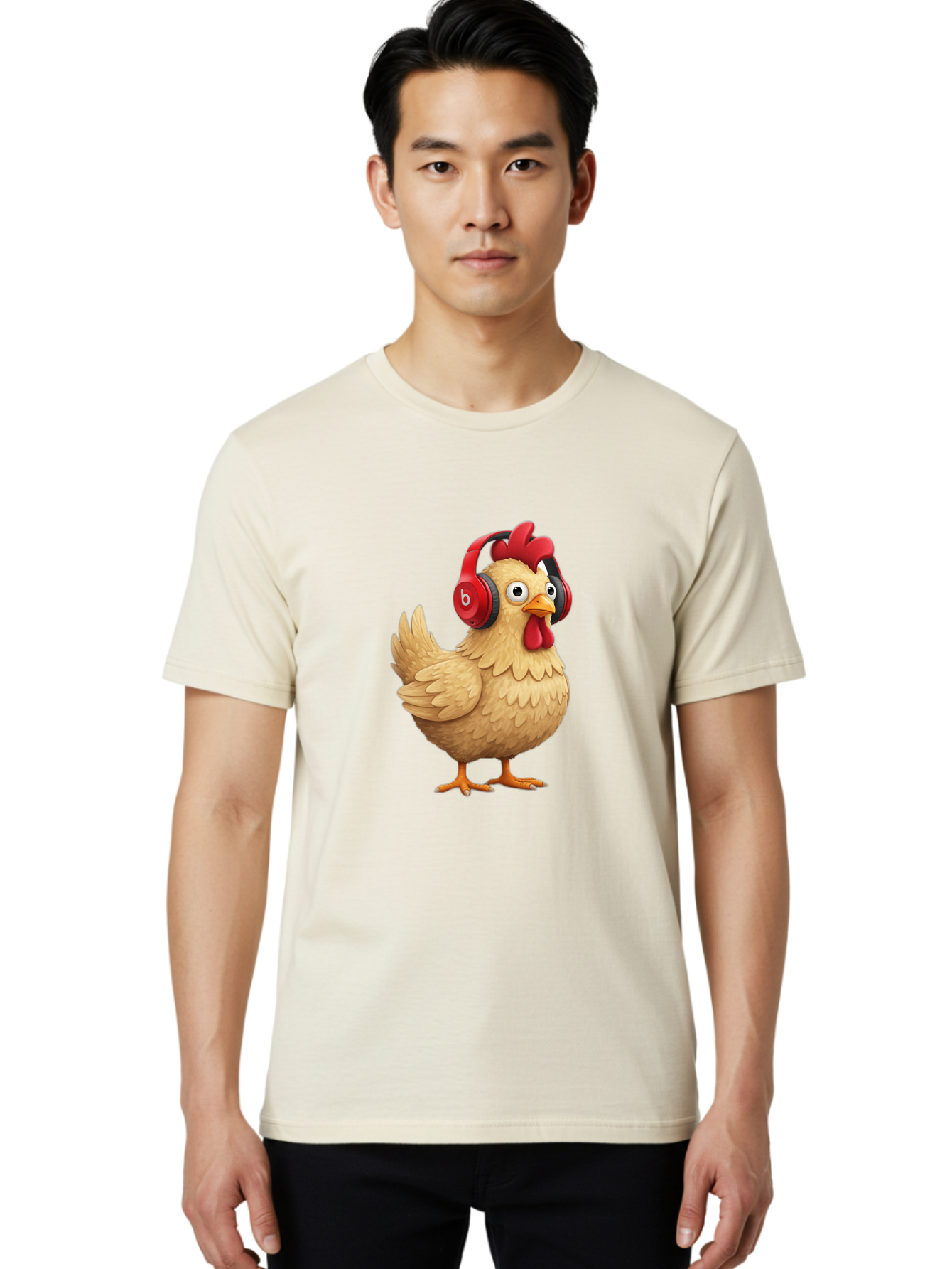 Clucking-Chicken-With-Headphones Men'S Graphic Tee, 100% Cotton, Comfortable Casual Summer Wear, Machine Washable, Vintage Camera, Old Camera, Antique Camera, Black Camera, Classic Photography, Photography Equipment, Nostalgic Device, Bak274