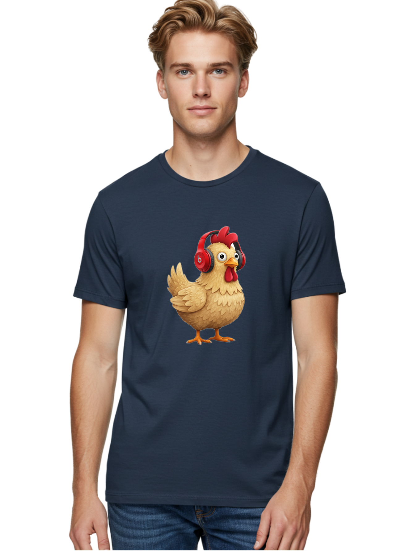 Clucking-Chicken-With-Headphones Men'S Graphic Tee, 100% Cotton, Comfortable Casual Summer Wear, Machine Washable, Vintage Camera, Old Camera, Antique Camera, Black Camera, Classic Photography, Photography Equipment, Nostalgic Device, Bak274