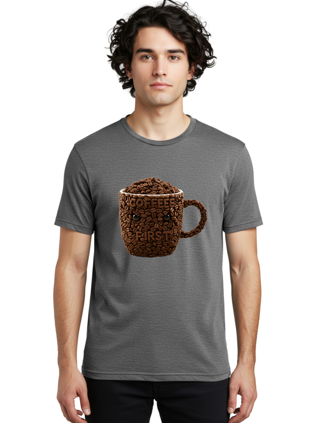 Coffee-First-2 Men'S Graphic Tee, 100% Cotton, Comfortable Casual Summer Wear, Machine Washable, Vintage Camera, Old Camera, Antique Camera, Black Camera, Classic Photography, Photography Equipment, Nostalgic Device, Film Camera, Camera Art Bak280