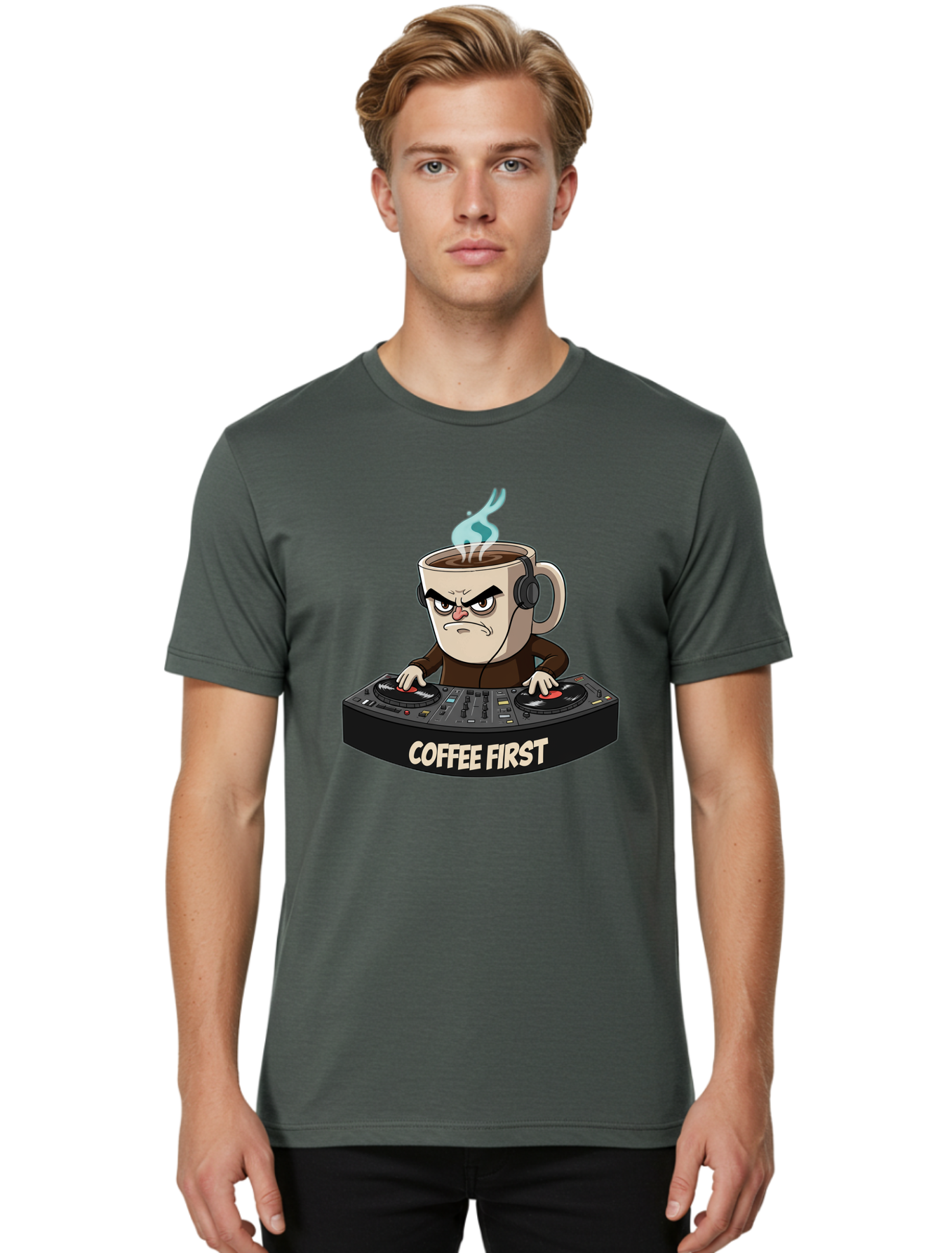 Coffee-First-3 Men'S Graphic Tee, 100% Cotton, Comfortable Casual Summer Wear, Machine Washable, Vintage Camera, Old Camera, Antique Camera, Black Camera, Classic Photography, Photography Equipment, Nostalgic Device, Film Camera, Camera Art Bak281