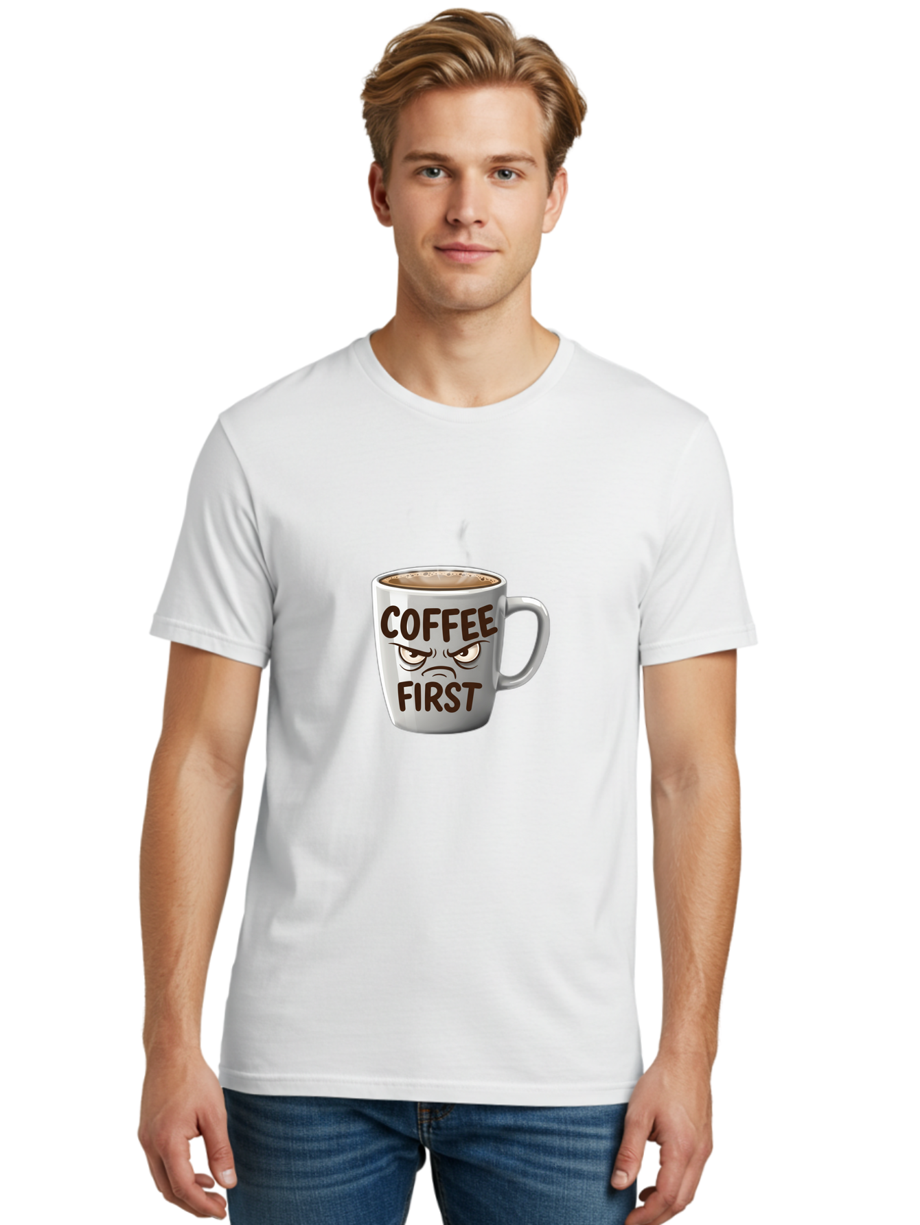 Coffee-First Men'S Graphic Tee, 100% Cotton, Comfortable Casual Summer Wear, Machine Washable, Vintage Camera, Old Camera, Antique Camera, Black Camera, Classic Photography, Photography Equipment, Nostalgic Device, Film Camera, Camera Art Bak283