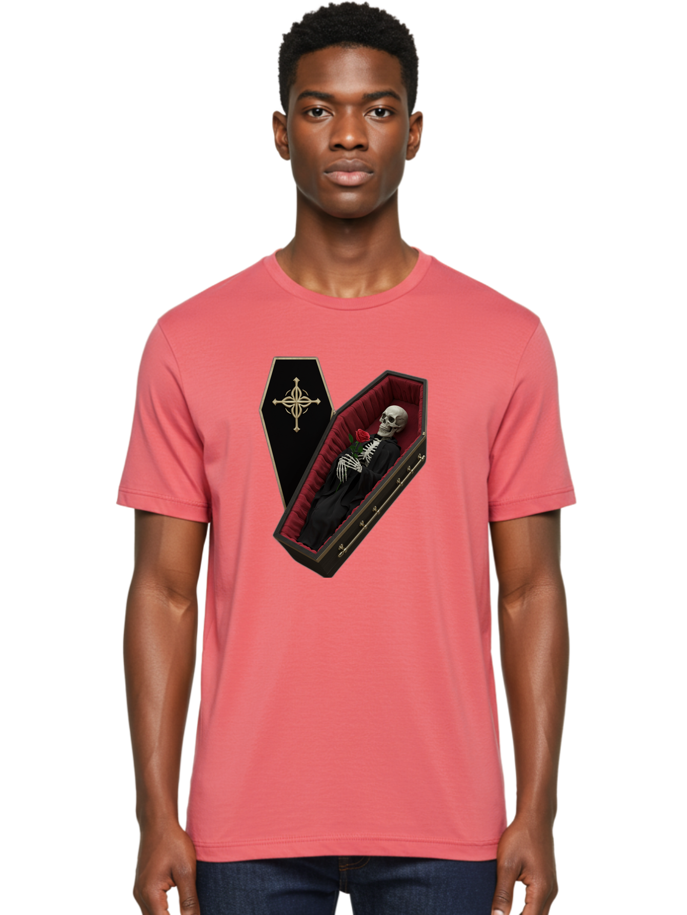 Coffin-Skeleton Men'S Graphic Tee, 100% Cotton, Comfortable Casual Summer Wear, Machine Washable, Vintage Camera, Old Camera, Antique Camera, Black Camera, Classic Photography, Photography Equipment, Nostalgic Device, Film Camera, Camera Art Bak285