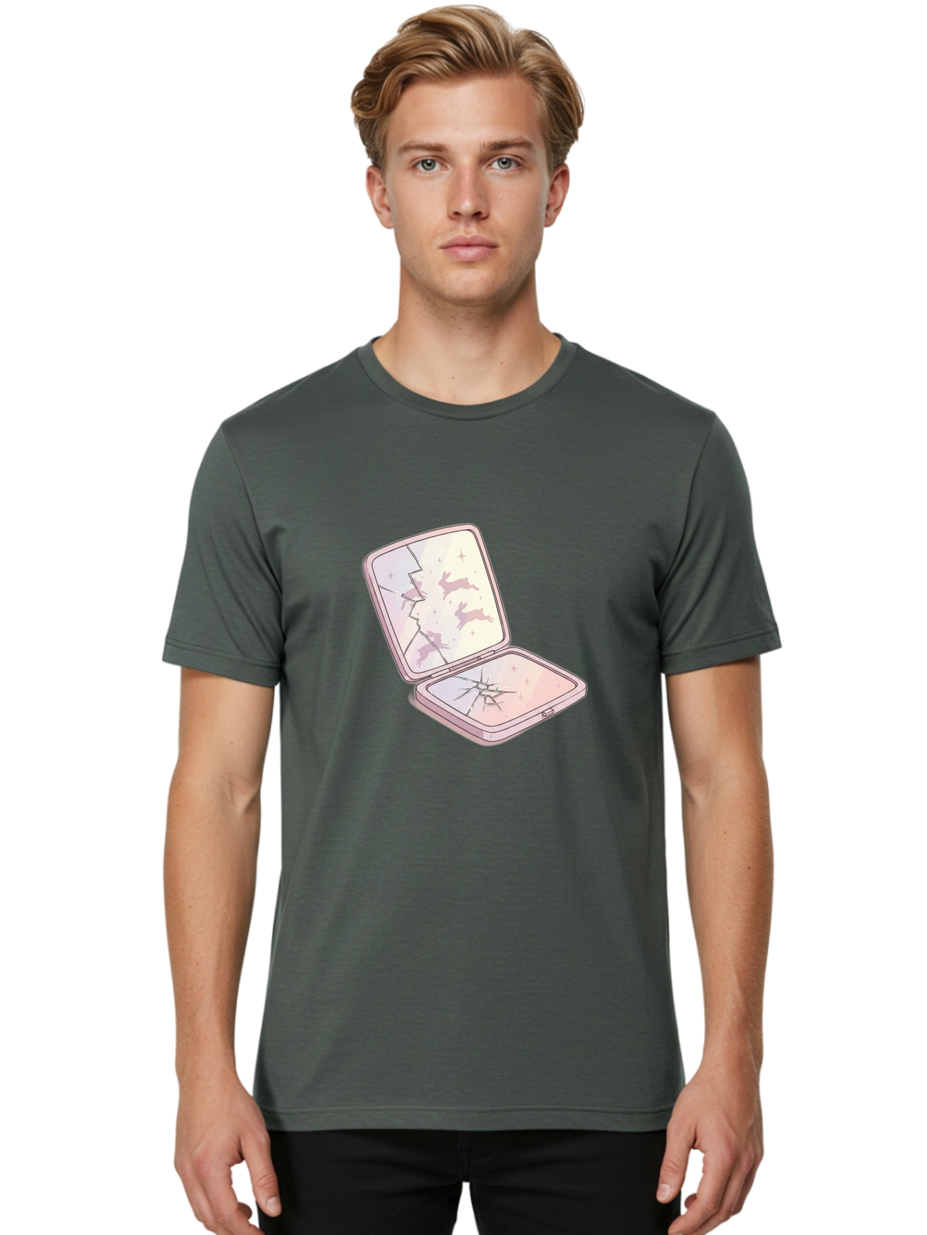 Compact-Mirror Men'S Graphic Tee, 100% Cotton, Comfortable Casual Summer Wear, Machine Washable, Vintage Camera, Old Camera, Antique Camera, Black Camera, Classic Photography, Photography Equipment, Nostalgic Device, Film Camera, Camera Art Bak290