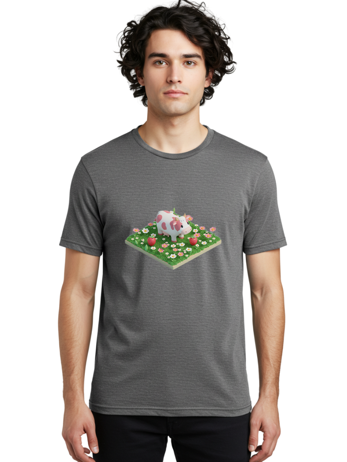 Cow-And-Flowers Men'S Graphic Tee, 100% Cotton, Comfortable Casual Summer Wear, Machine Washable, Vintage Camera, Old Camera, Antique Camera, Black Camera, Classic Photography, Photography Equipment, Nostalgic Device, Film Camera, Camera Art Bak298