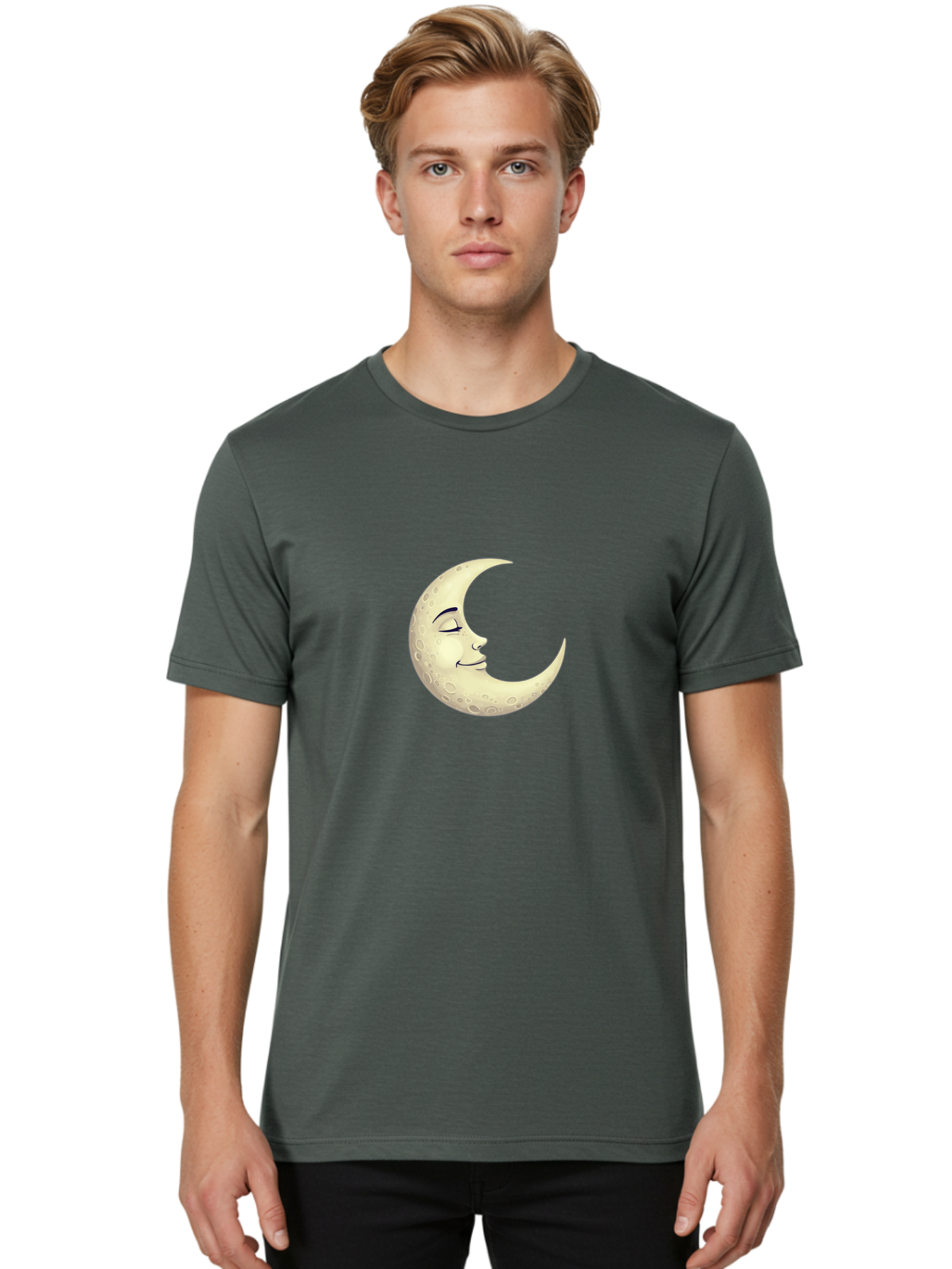 Crescent-Moon-Face Men'S Graphic Tee, 100% Cotton, Comfortable Casual Summer Wear, Machine Washable, Vintage Camera, Old Camera, Antique Camera, Black Camera, Classic Photography, Photography Equipment, Nostalgic Device, Film Camera, Bak316