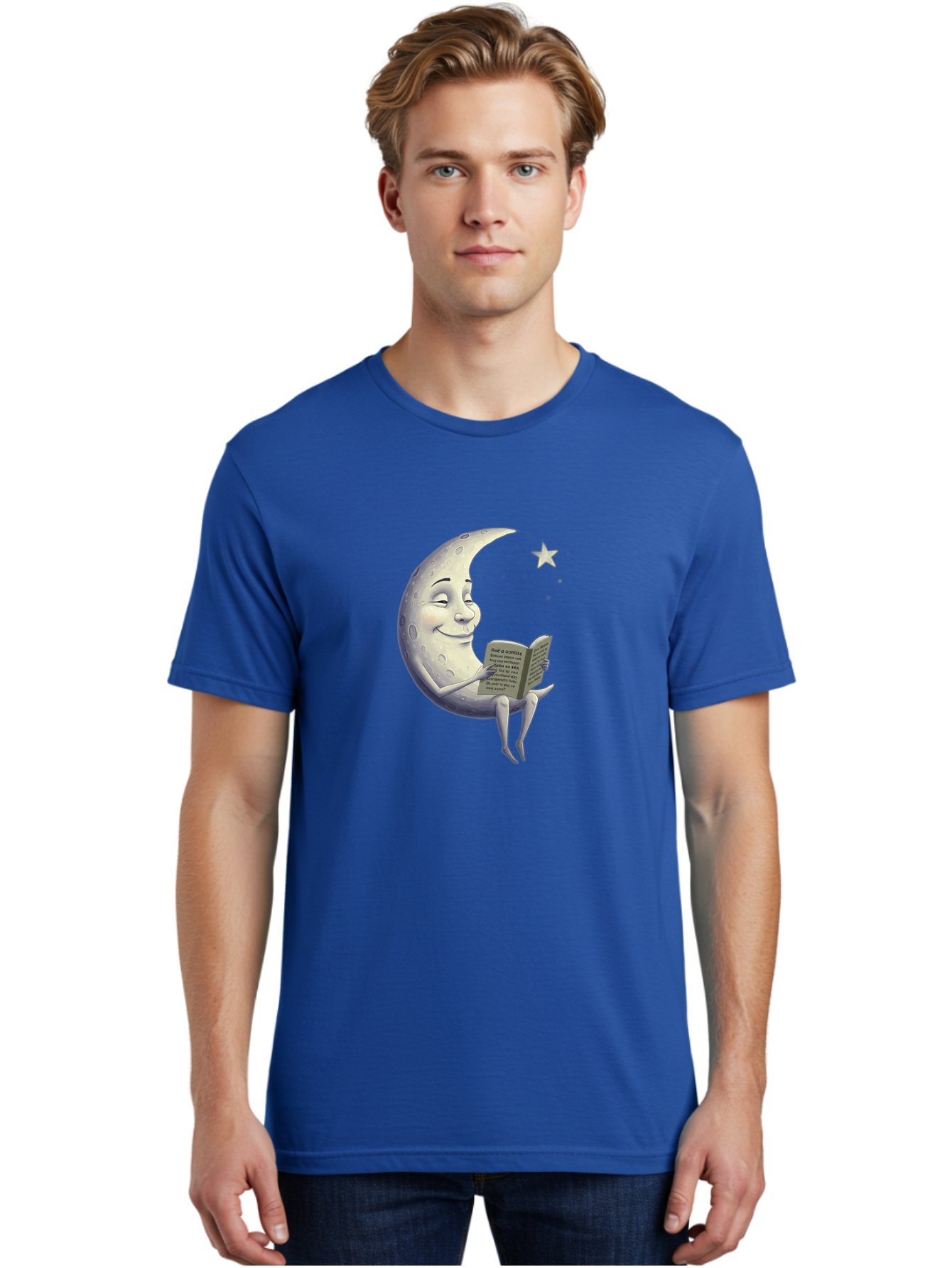 Crescent-Moon-Reading-2 Men'S Graphic Tee, 100% Cotton, Comfortable Casual Summer Wear, Machine Washable, Vintage Camera, Old Camera, Antique Camera, Black Camera, Classic Photography, Photography Equipment, Nostalgic Device, Film Camera, Bak318