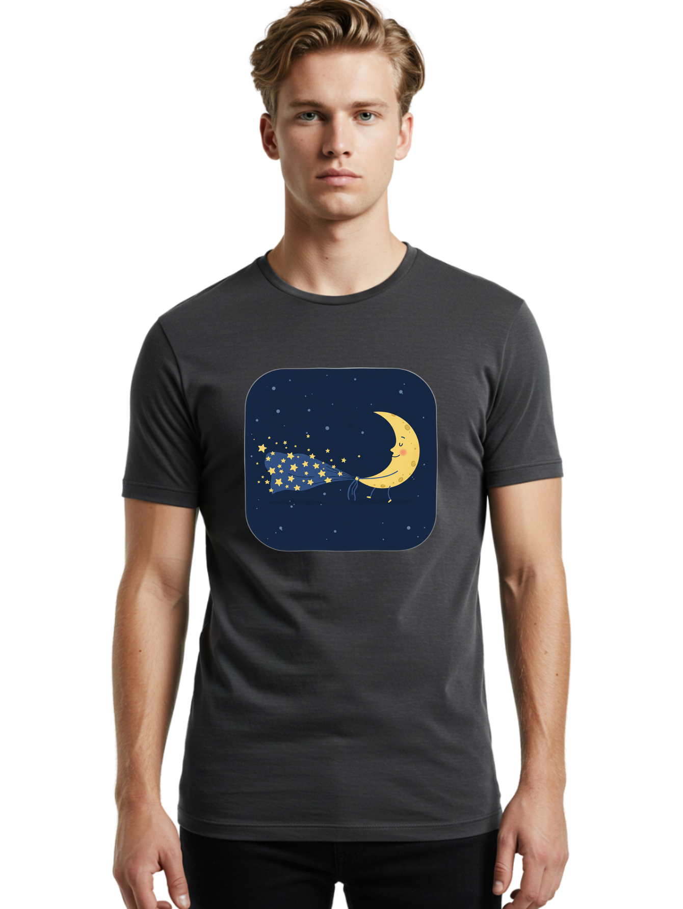 Crescent-Moon-With-Stars Men'S Graphic Tee, 100% Cotton, Comfortable Casual Summer Wear, Machine Washable, Vintage Camera, Old Camera, Antique Camera, Black Camera, Classic Photography, Photography Equipment, Nostalgic Device, Film Camera, Bak320