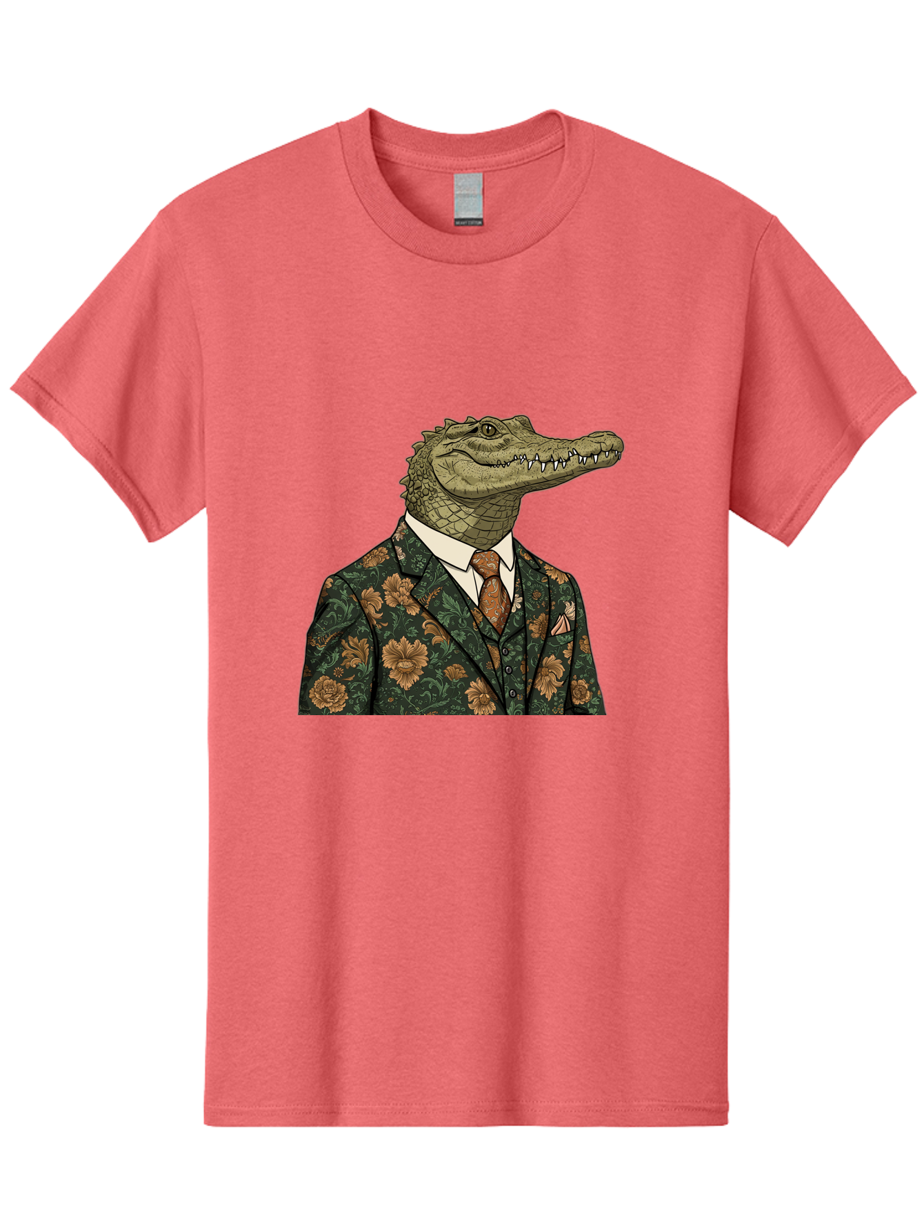 Crocodile-In-Floral-Suit Men'S Graphic Tee, 100% Cotton, Comfortable Casual Summer Wear, Machine Washable, Vintage Camera, Old Camera, Antique Camera, Black Camera, Classic Photography, Photography Equipment, Nostalgic Device, Film Camera, Bak322