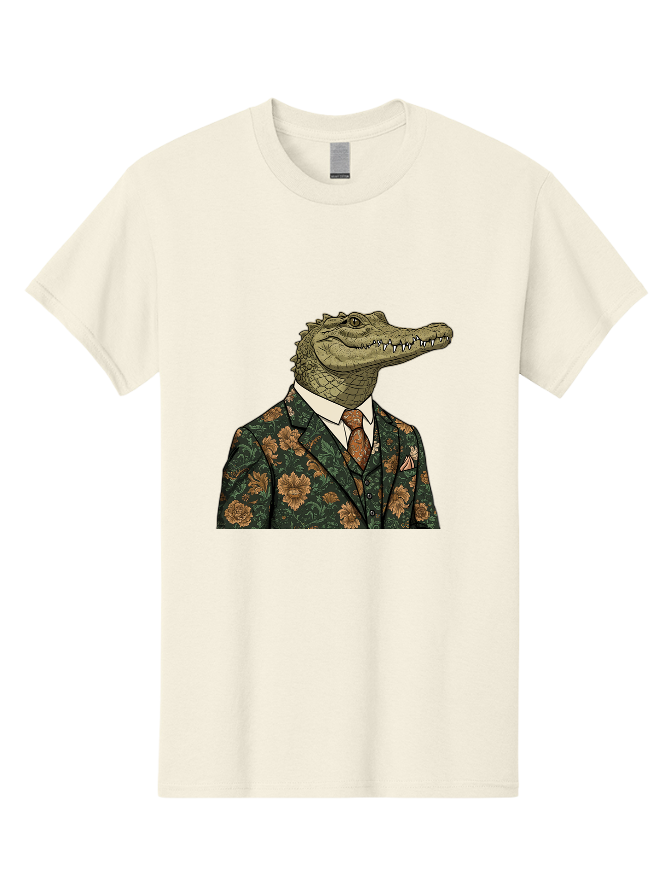 Crocodile-In-Floral-Suit Men'S Graphic Tee, 100% Cotton, Comfortable Casual Summer Wear, Machine Washable, Vintage Camera, Old Camera, Antique Camera, Black Camera, Classic Photography, Photography Equipment, Nostalgic Device, Film Camera, Bak322