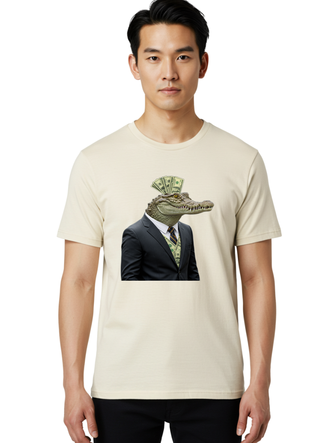 Crocodile-In-Suit-4 Men'S Graphic Tee, 100% Cotton, Comfortable Casual Summer Wear, Machine Washable, Vintage Camera, Old Camera, Antique Camera, Black Camera, Classic Photography, Photography Equipment, Nostalgic Device, Film Camera, Bak328