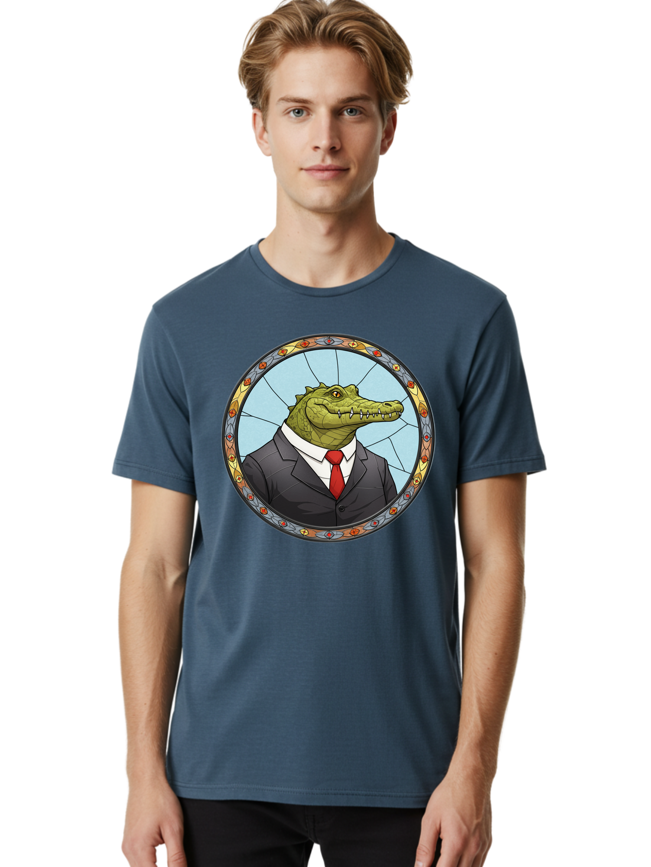 Crocodile-In-Suit-5 Men'S Graphic Tee, 100% Cotton, Comfortable Casual Summer Wear, Machine Washable, Vintage Camera, Old Camera, Antique Camera, Black Camera, Classic Photography, Photography Equipment, Nostalgic Device, Film Camera, Bak329