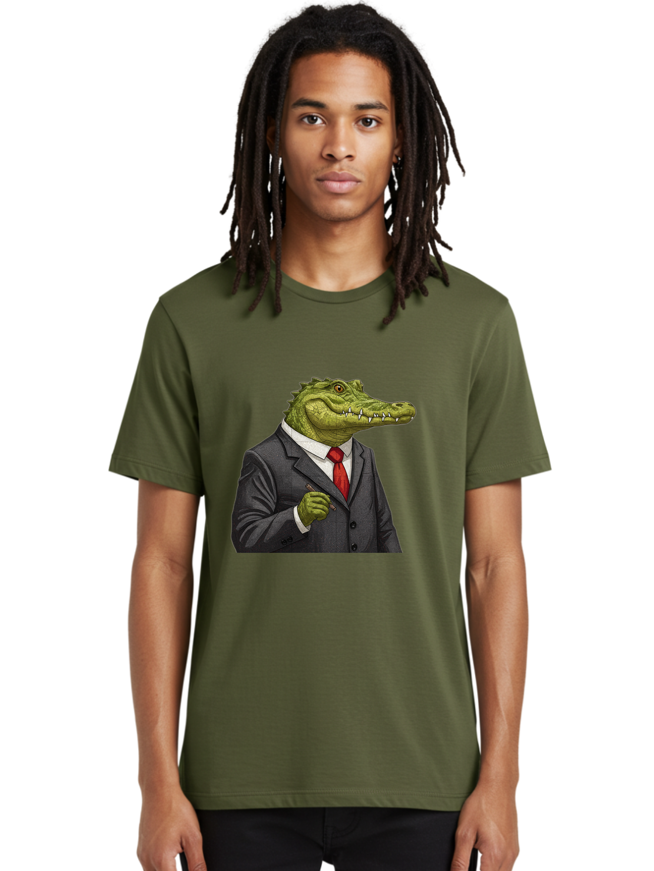 Crocodile-In-Suit-8 Men'S Graphic Tee, 100% Cotton, Comfortable Casual Summer Wear, Machine Washable, Vintage Camera, Old Camera, Antique Camera, Black Camera, Classic Photography, Photography Equipment, Nostalgic Device, Film Camera, Bak332