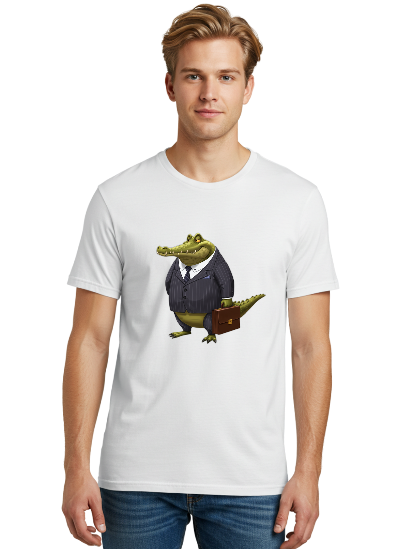 Crocodile-In-Suit Men'S Graphic Tee, 100% Cotton, Comfortable Casual Summer Wear, Machine Washable, Vintage Camera, Old Camera, Antique Camera, Black Camera, Classic Photography, Photography Equipment, Nostalgic Device, Film Camera, Camera Art Bak334