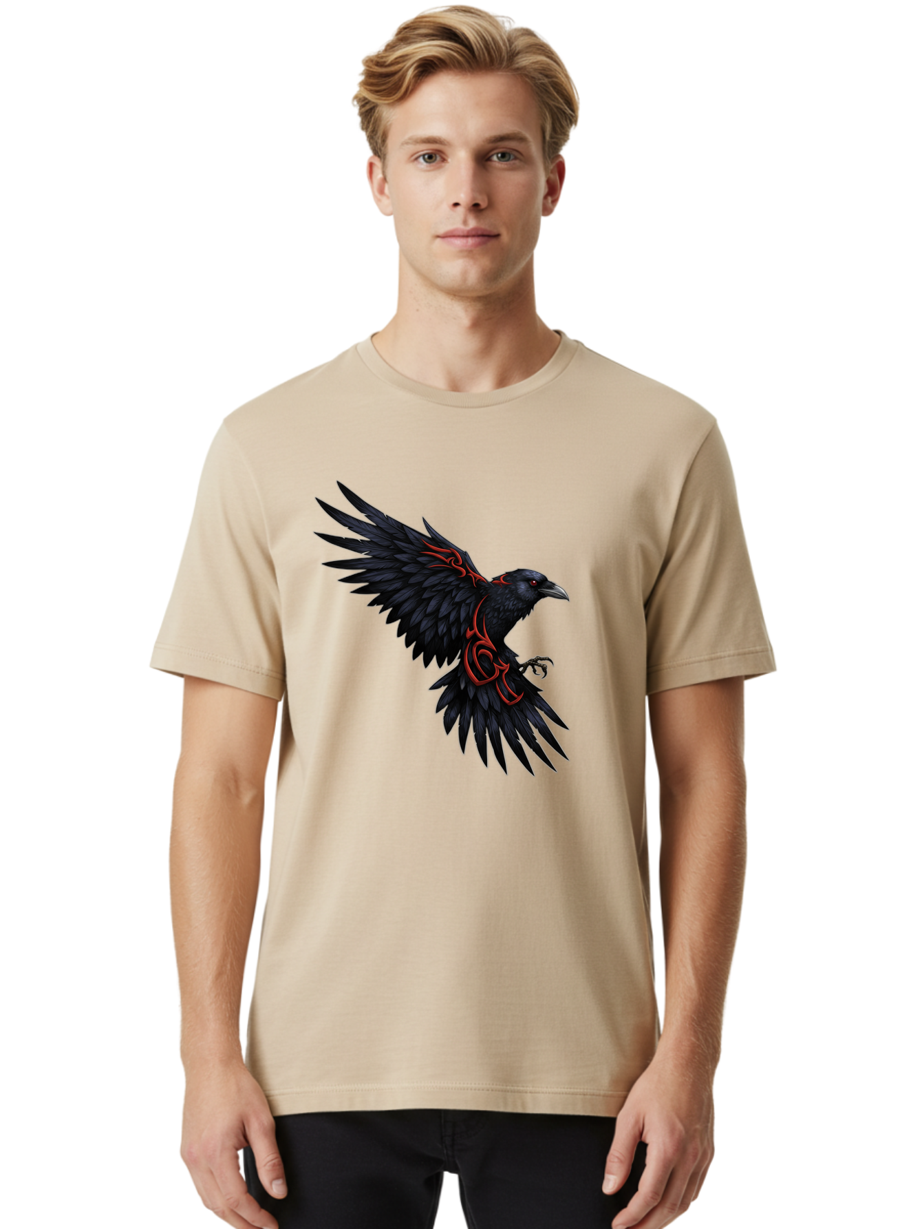 Crow-With-Tribal-Art Men'S Graphic Tee, 100% Cotton, Comfortable Casual Summer Wear, Machine Washable, Vintage Camera, Old Camera, Antique Camera, Black Camera, Classic Photography, Photography Equipment, Nostalgic Device, Film Camera, Bak339