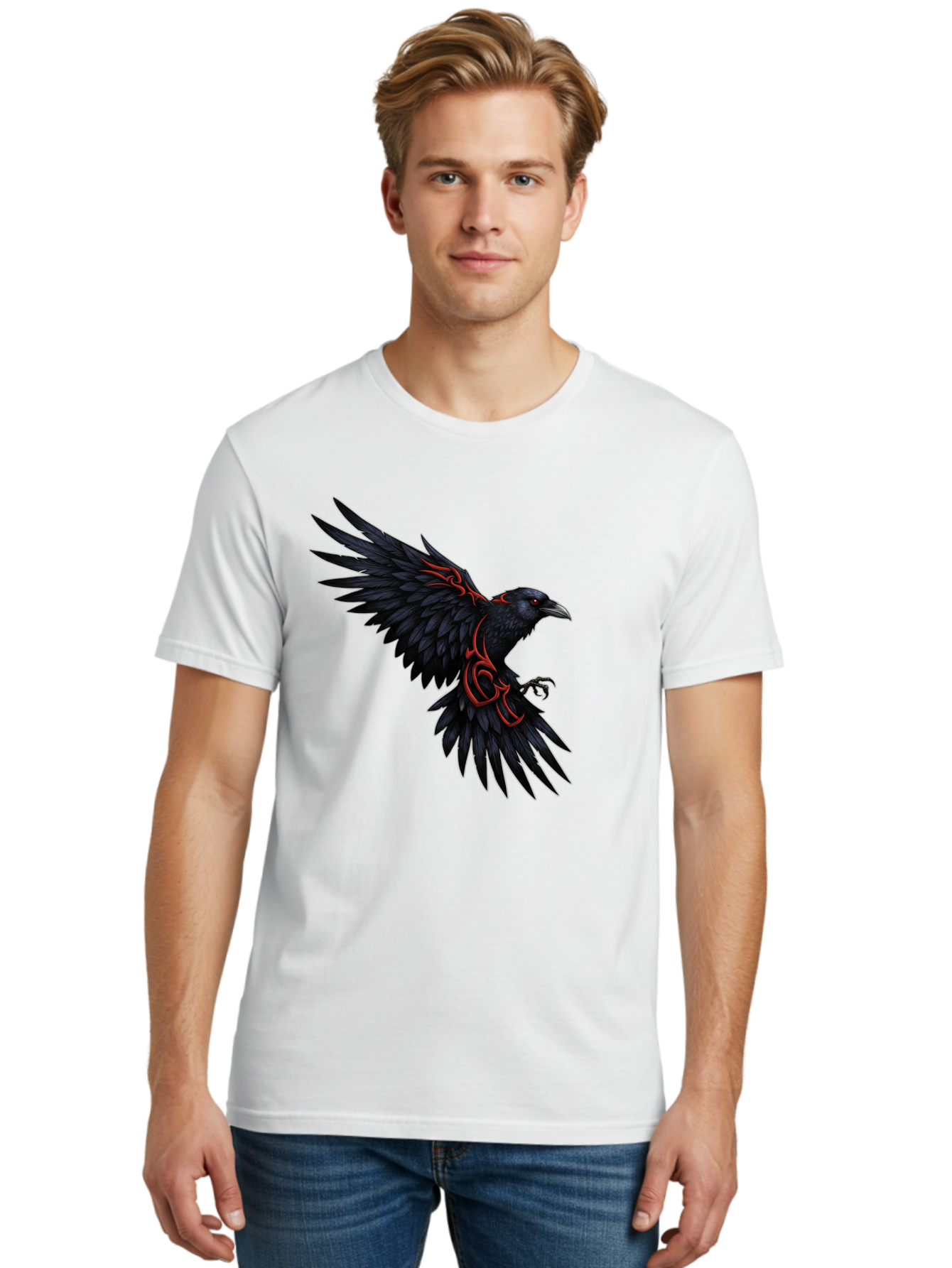 Crow-With-Tribal-Art Men'S Graphic Tee, 100% Cotton, Comfortable Casual Summer Wear, Machine Washable, Vintage Camera, Old Camera, Antique Camera, Black Camera, Classic Photography, Photography Equipment, Nostalgic Device, Film Camera, Bak339