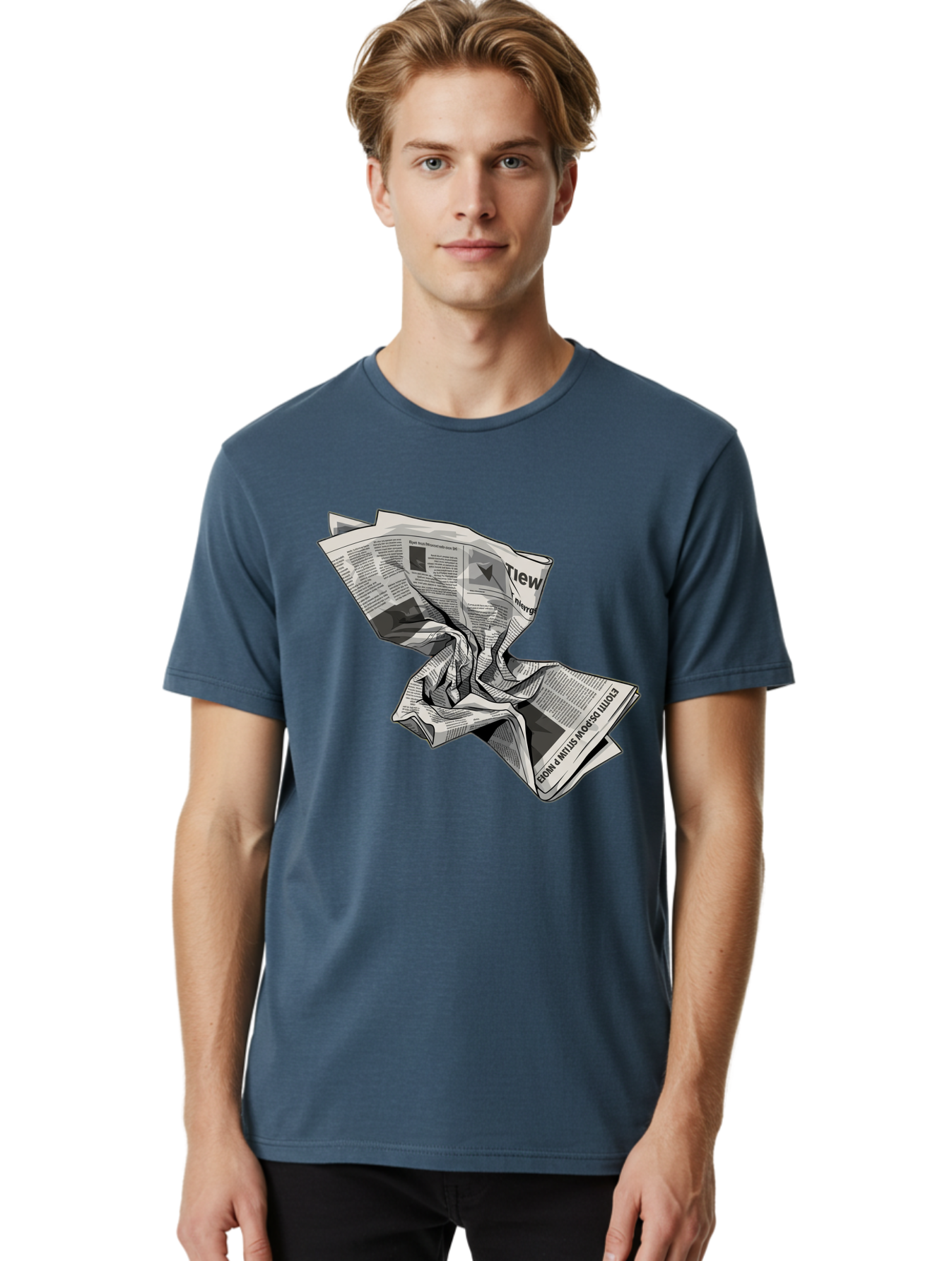 Crumpled-Newspaper-1 Men'S Graphic Tee, 100% Cotton, Comfortable Casual Summer Wear, Machine Washable, Vintage Camera, Old Camera, Antique Camera, Black Camera, Classic Photography, Photography Equipment, Nostalgic Device, Film Camera, Bak341