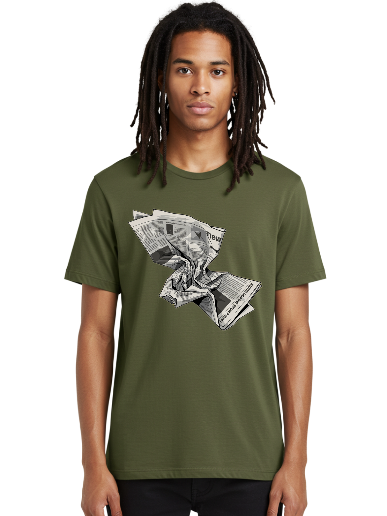 Crumpled-Newspaper-1 Men'S Graphic Tee, 100% Cotton, Comfortable Casual Summer Wear, Machine Washable, Vintage Camera, Old Camera, Antique Camera, Black Camera, Classic Photography, Photography Equipment, Nostalgic Device, Film Camera, Bak341