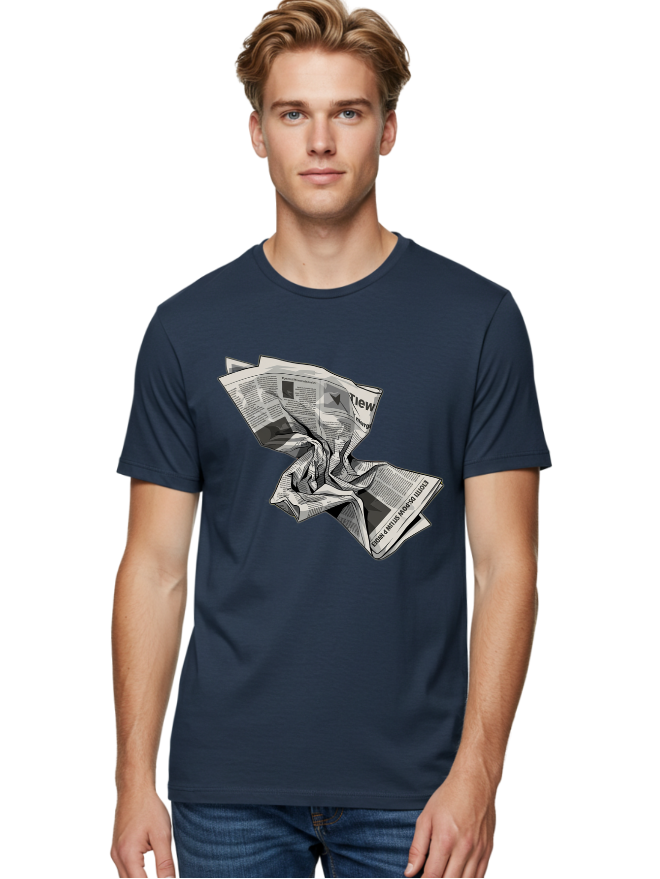 Crumpled-Newspaper-1 Men'S Graphic Tee, 100% Cotton, Comfortable Casual Summer Wear, Machine Washable, Vintage Camera, Old Camera, Antique Camera, Black Camera, Classic Photography, Photography Equipment, Nostalgic Device, Film Camera, Bak341