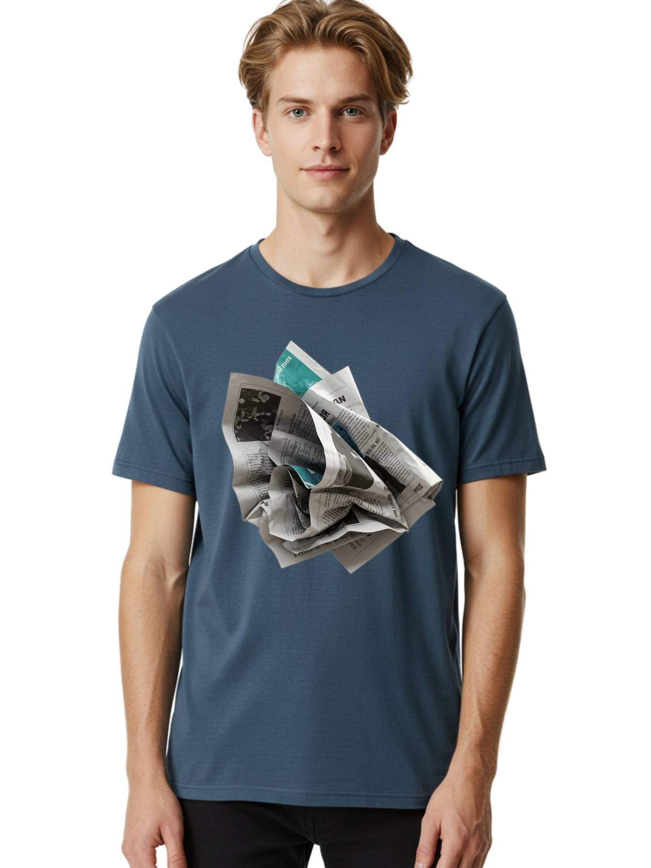 Crumpled-Newspaper-2 Men'S Graphic Tee, 100% Cotton, Comfortable Casual Summer Wear, Machine Washable, Vintage Camera, Old Camera, Antique Camera, Black Camera, Classic Photography, Photography Equipment, Nostalgic Device, Film Camera, Bak342