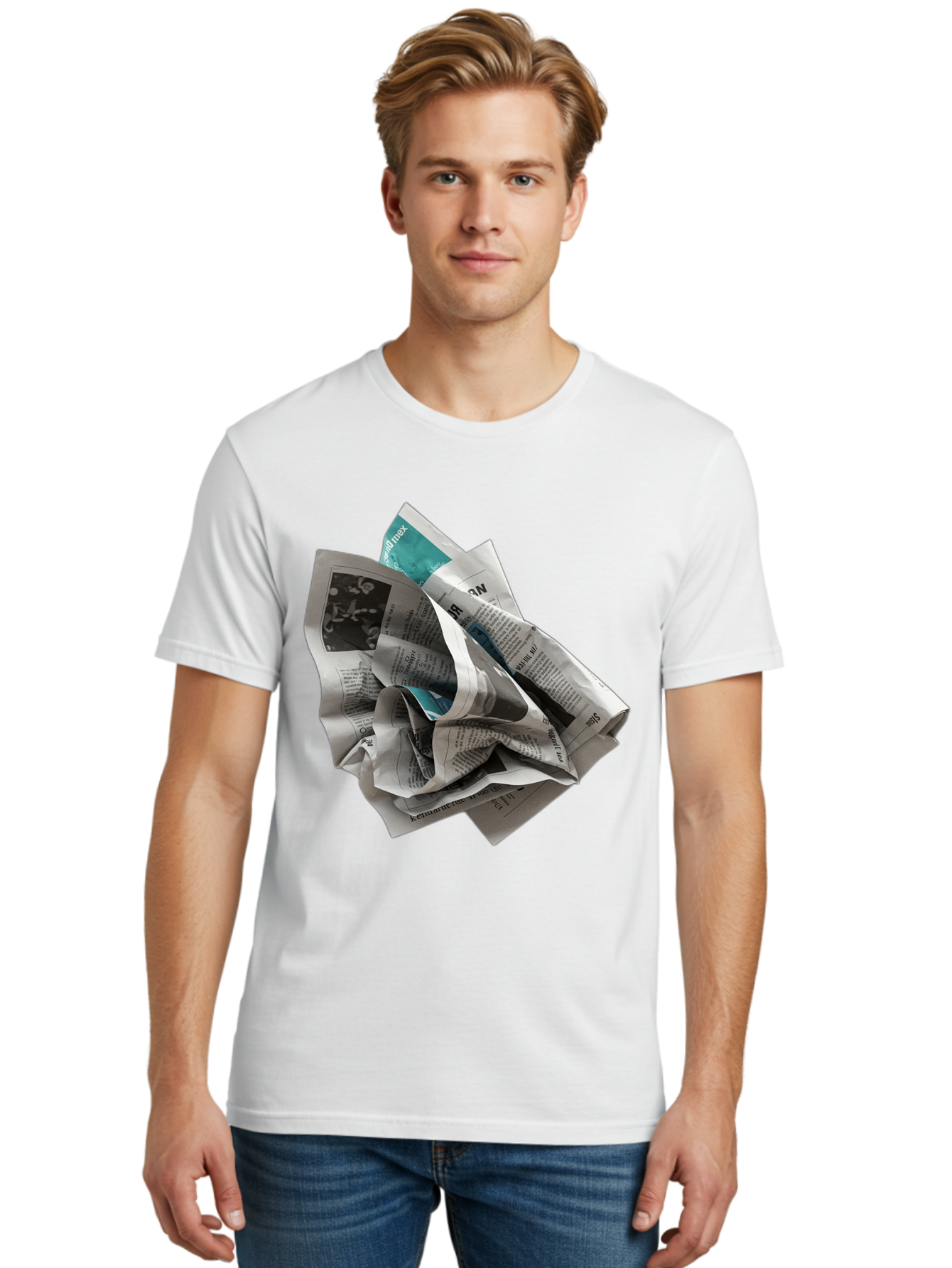 Crumpled-Newspaper-2 Men'S Graphic Tee, 100% Cotton, Comfortable Casual Summer Wear, Machine Washable, Vintage Camera, Old Camera, Antique Camera, Black Camera, Classic Photography, Photography Equipment, Nostalgic Device, Film Camera, Bak342