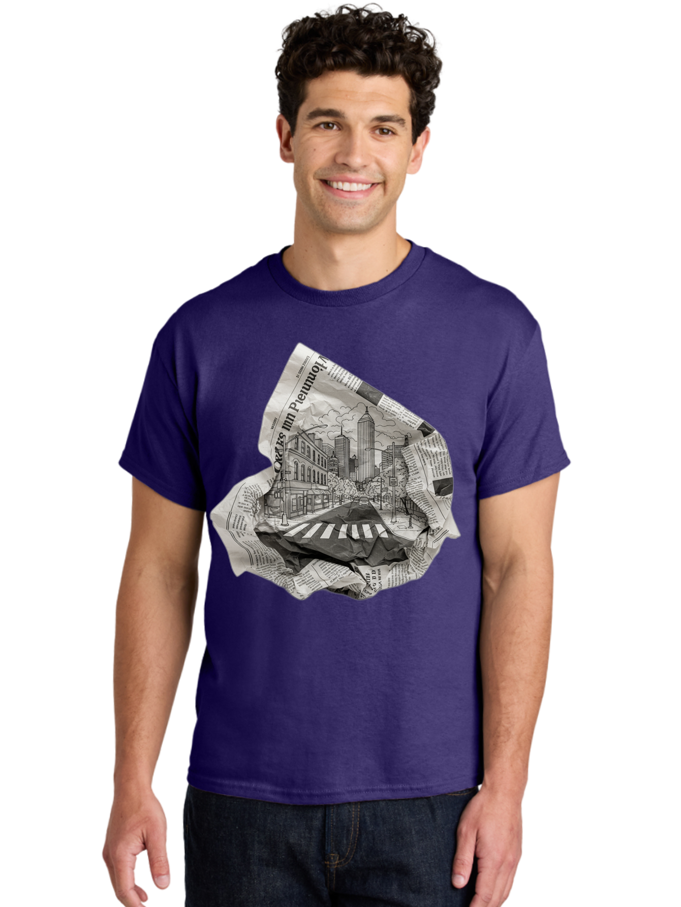 Crumpled-Newspaper-3 Men'S Graphic Tee, 100% Cotton, Comfortable Casual Summer Wear, Machine Washable, Vintage Camera, Old Camera, Antique Camera, Black Camera, Classic Photography, Photography Equipment, Nostalgic Device, Film Camera, Bak343