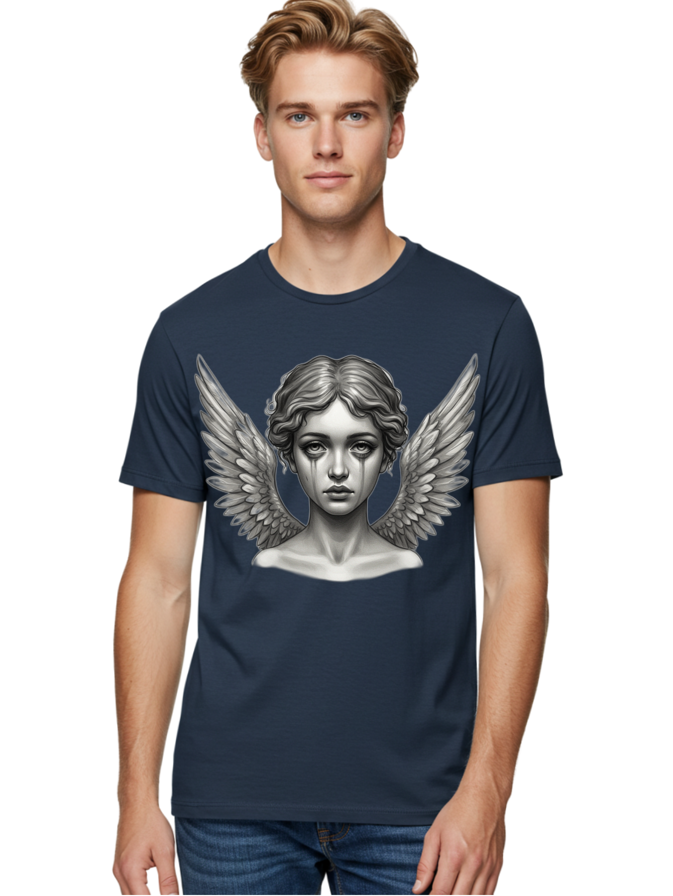 Crying-Angel-Statue Men'S Graphic Tee, 100% Cotton, Comfortable Casual Summer Wear, Machine Washable, Vintage Camera, Old Camera, Antique Camera, Black Camera, Classic Photography, Photography Equipment, Nostalgic Device, Film Camera, Bak345