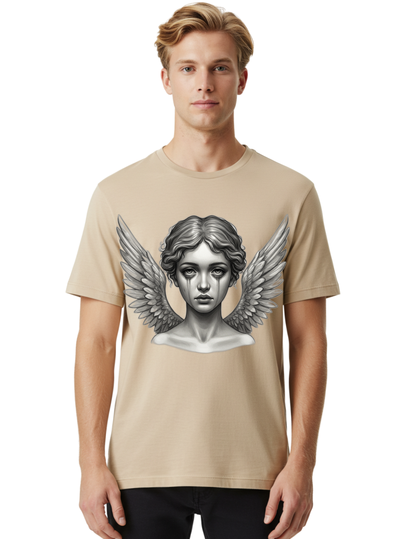 Crying-Angel-Statue Men'S Graphic Tee, 100% Cotton, Comfortable Casual Summer Wear, Machine Washable, Vintage Camera, Old Camera, Antique Camera, Black Camera, Classic Photography, Photography Equipment, Nostalgic Device, Film Camera, Bak345