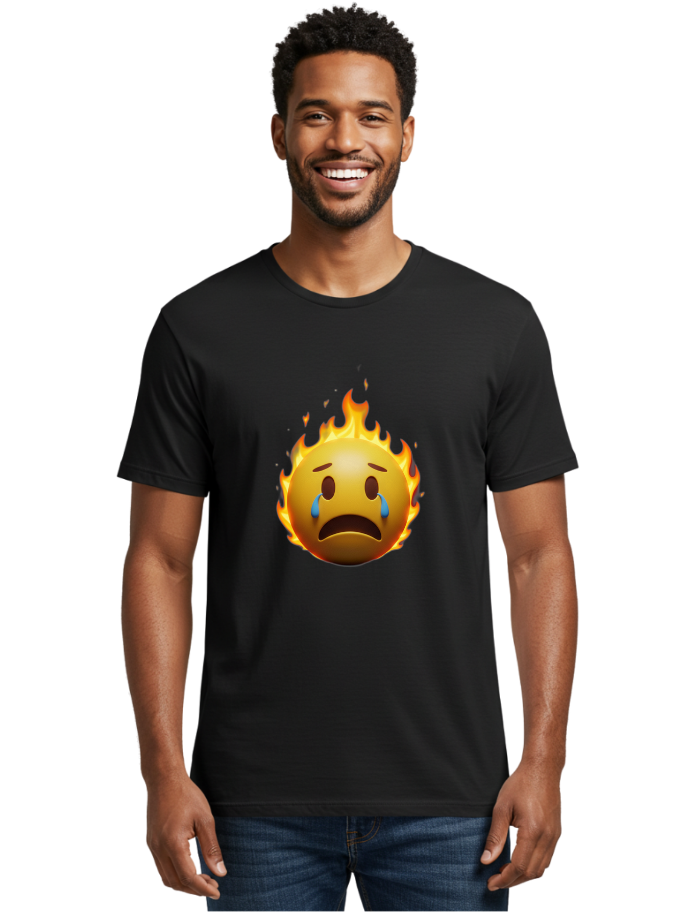 Crying-Face-On-Fire-Emoji Men'S Graphic Tee, 100% Cotton, Comfortable Casual Summer Wear, Machine Washable, Vintage Camera, Old Camera, Antique Camera, Black Camera, Classic Photography, Photography Equipment, Nostalgic Device, Film Camera, Bak357