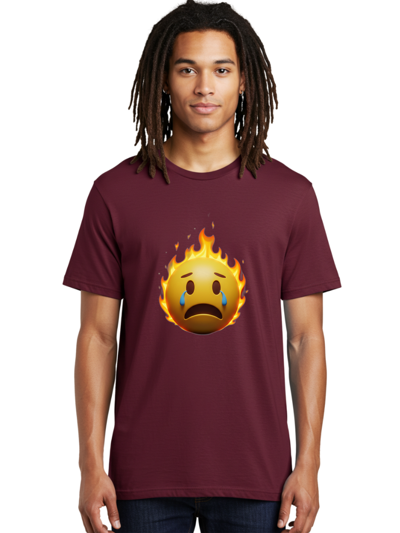 Crying-Face-On-Fire-Emoji Men'S Graphic Tee, 100% Cotton, Comfortable Casual Summer Wear, Machine Washable, Vintage Camera, Old Camera, Antique Camera, Black Camera, Classic Photography, Photography Equipment, Nostalgic Device, Film Camera, Bak357
