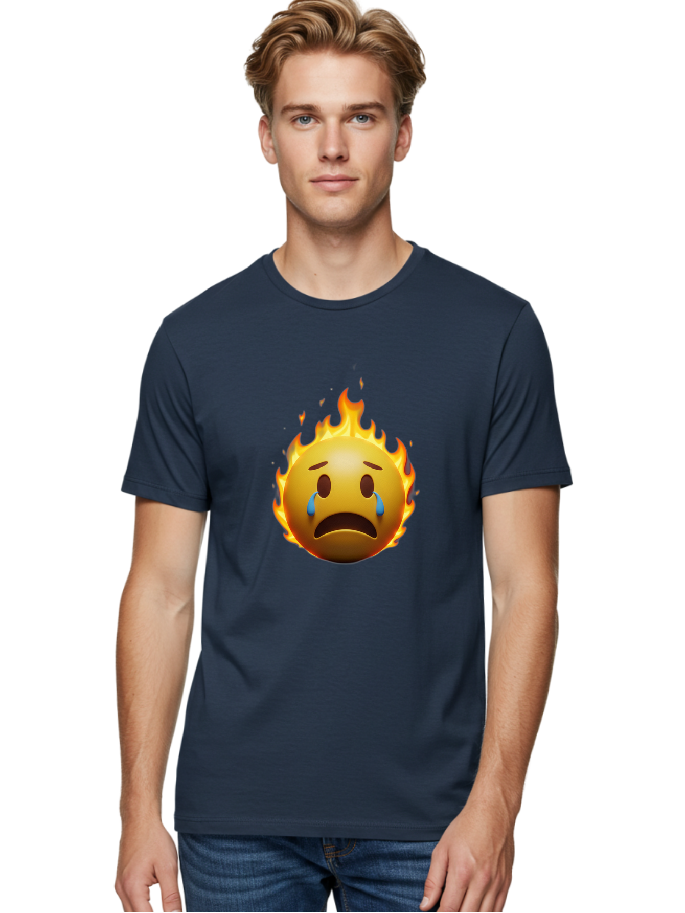 Crying-Face-On-Fire-Emoji Men'S Graphic Tee, 100% Cotton, Comfortable Casual Summer Wear, Machine Washable, Vintage Camera, Old Camera, Antique Camera, Black Camera, Classic Photography, Photography Equipment, Nostalgic Device, Film Camera, Bak357