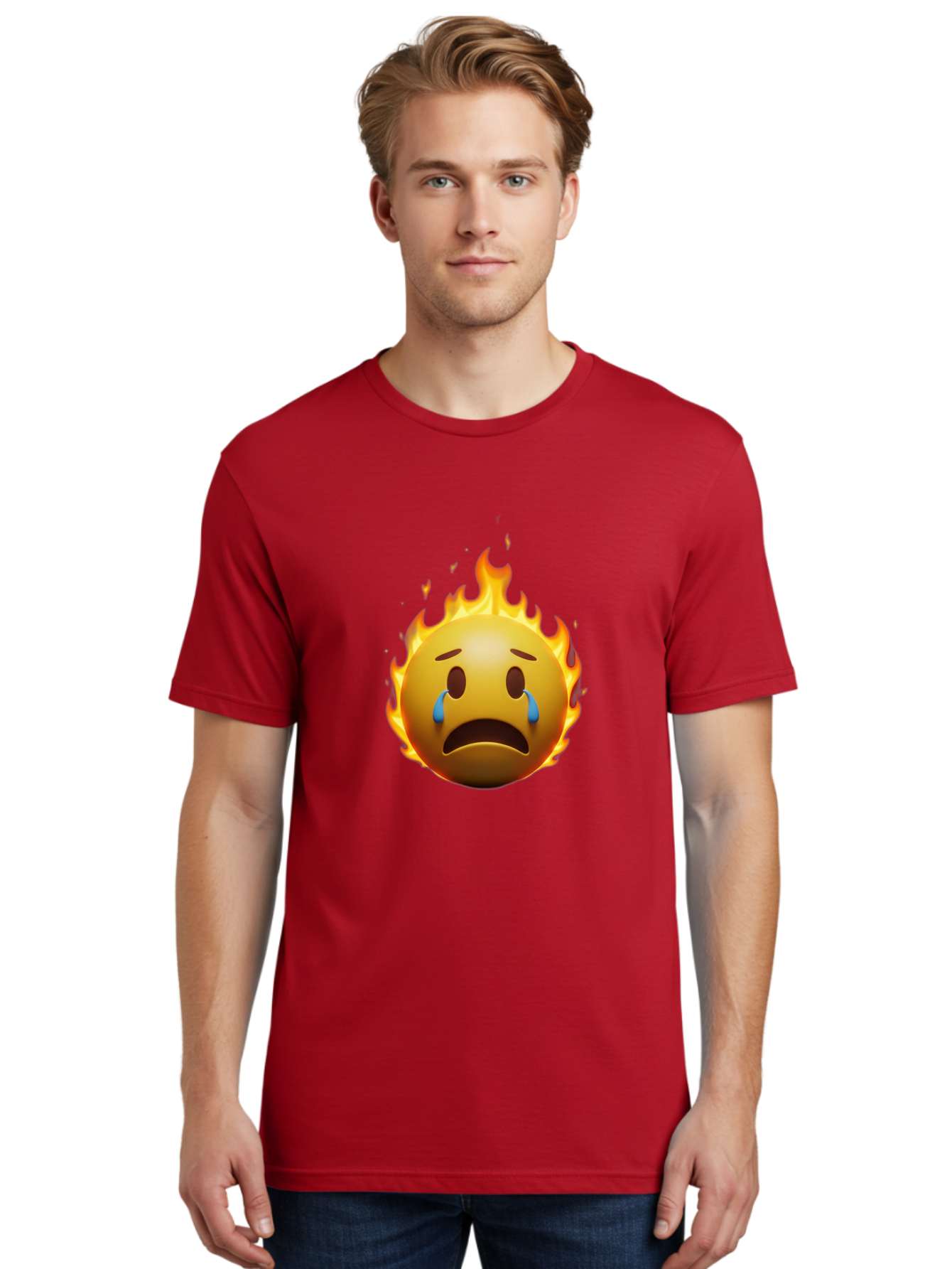 Crying-Face-On-Fire-Emoji Men'S Graphic Tee, 100% Cotton, Comfortable Casual Summer Wear, Machine Washable, Vintage Camera, Old Camera, Antique Camera, Black Camera, Classic Photography, Photography Equipment, Nostalgic Device, Film Camera, Bak357