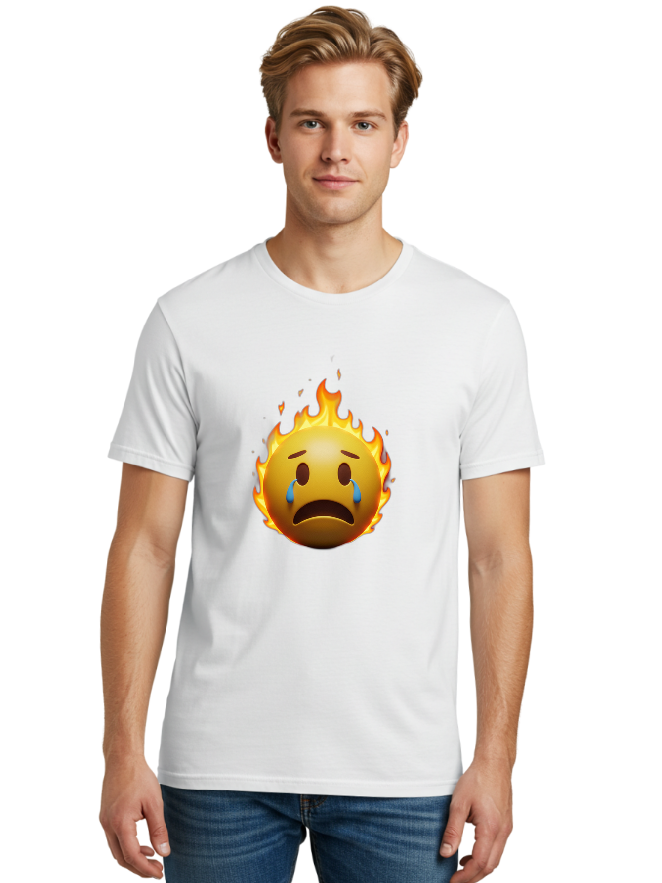 Crying-Face-On-Fire-Emoji Men'S Graphic Tee, 100% Cotton, Comfortable Casual Summer Wear, Machine Washable, Vintage Camera, Old Camera, Antique Camera, Black Camera, Classic Photography, Photography Equipment, Nostalgic Device, Film Camera, Bak357