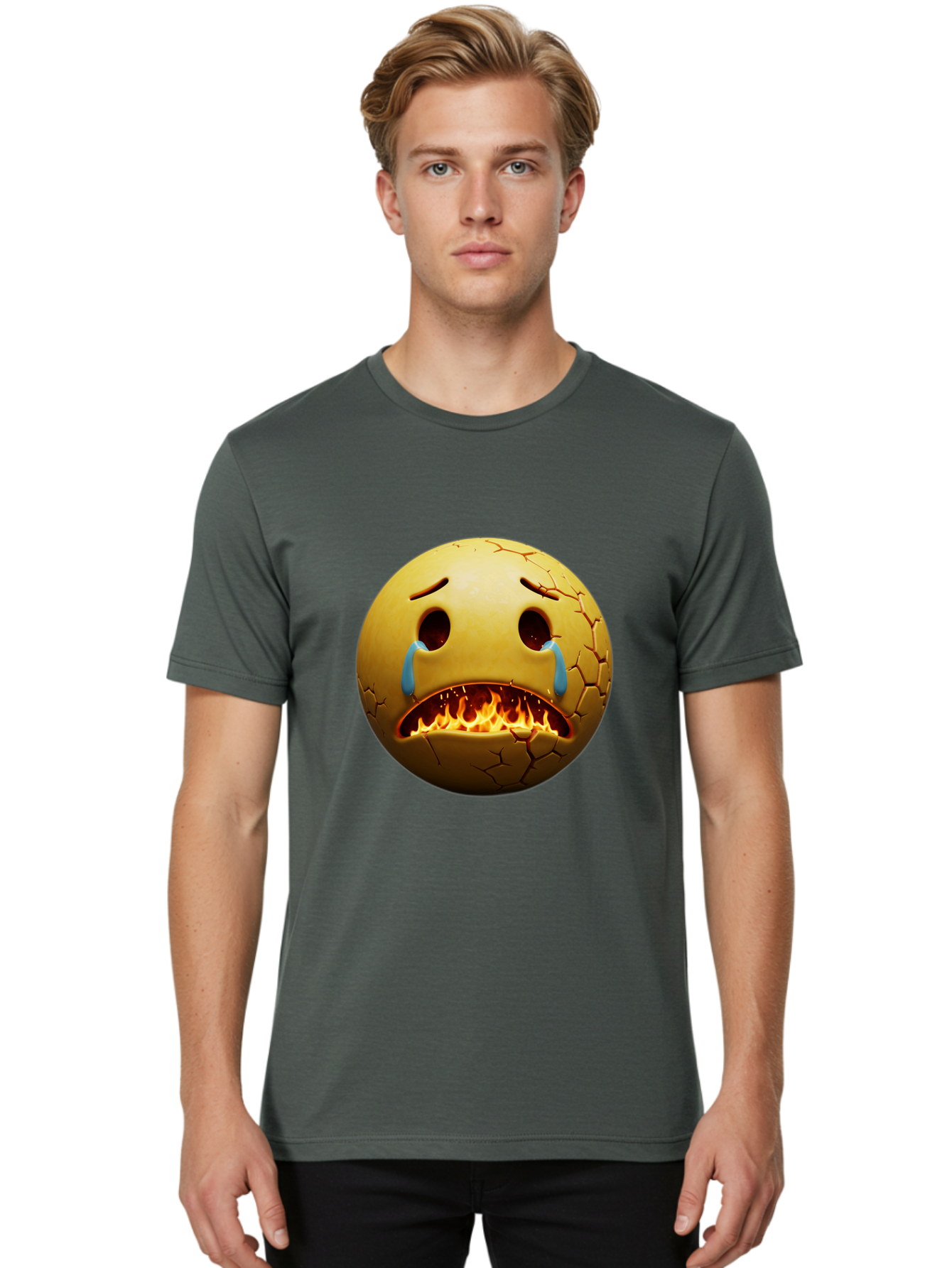 Crying-Flaming-Emoji Men'S Graphic Tee, 100% Cotton, Comfortable Casual Summer Wear, Machine Washable, Vintage Camera, Old Camera, Antique Camera, Black Camera, Classic Photography, Photography Equipment, Nostalgic Device, Film Camera, Bak359